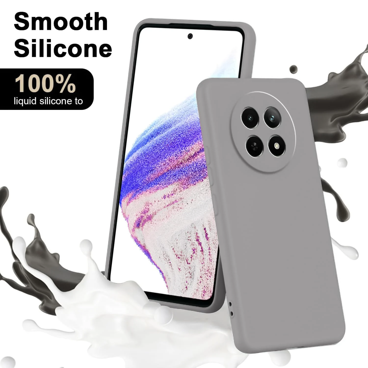 DL3 Mobilak realme 13 5G/realme 12 5G/realme 12X 5G Case, Soft Flexible Liquid Silicone Gel Rubber Bumper Cover, Full Body Shockproof Protective Phone Case - Gray