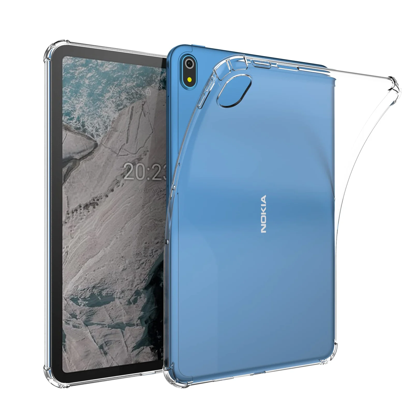 "DL3 Mobilak Silicone Tablet Case for Nokia T20 10.4"", Shock-absorbing protection - Case Clear With Glass Screen" - Clear