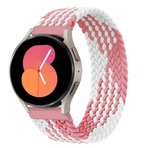 Medium — DL3 Mobilak Band 22MM Nylon Braided Solo Loop Strap Compatible with Samsung galaxy watch3 45mm/galaxy 46mm/Gear S3/Huawei watch GT3 46MM/GT2E/GT2 Pro/GT GT2 46MM/Compatible (Medium) - Pink White