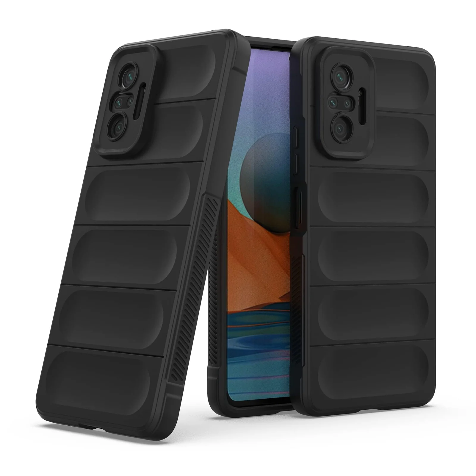 DL3 Mobilak Flexible Silicone and TPU Protective Case with Camera Protection for Xiaomi Redmi Note 10 Pro / Note 10 Pro Max - Black