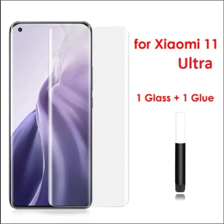 DL3 Mobilak Xiaomi Mi 11 Ultra 5G Screen Protector [Liquid UV Tempered Glass] Full Screen adhesive [Sensitive Touch][Fingerprint Sensor Compatible] HD - Clear