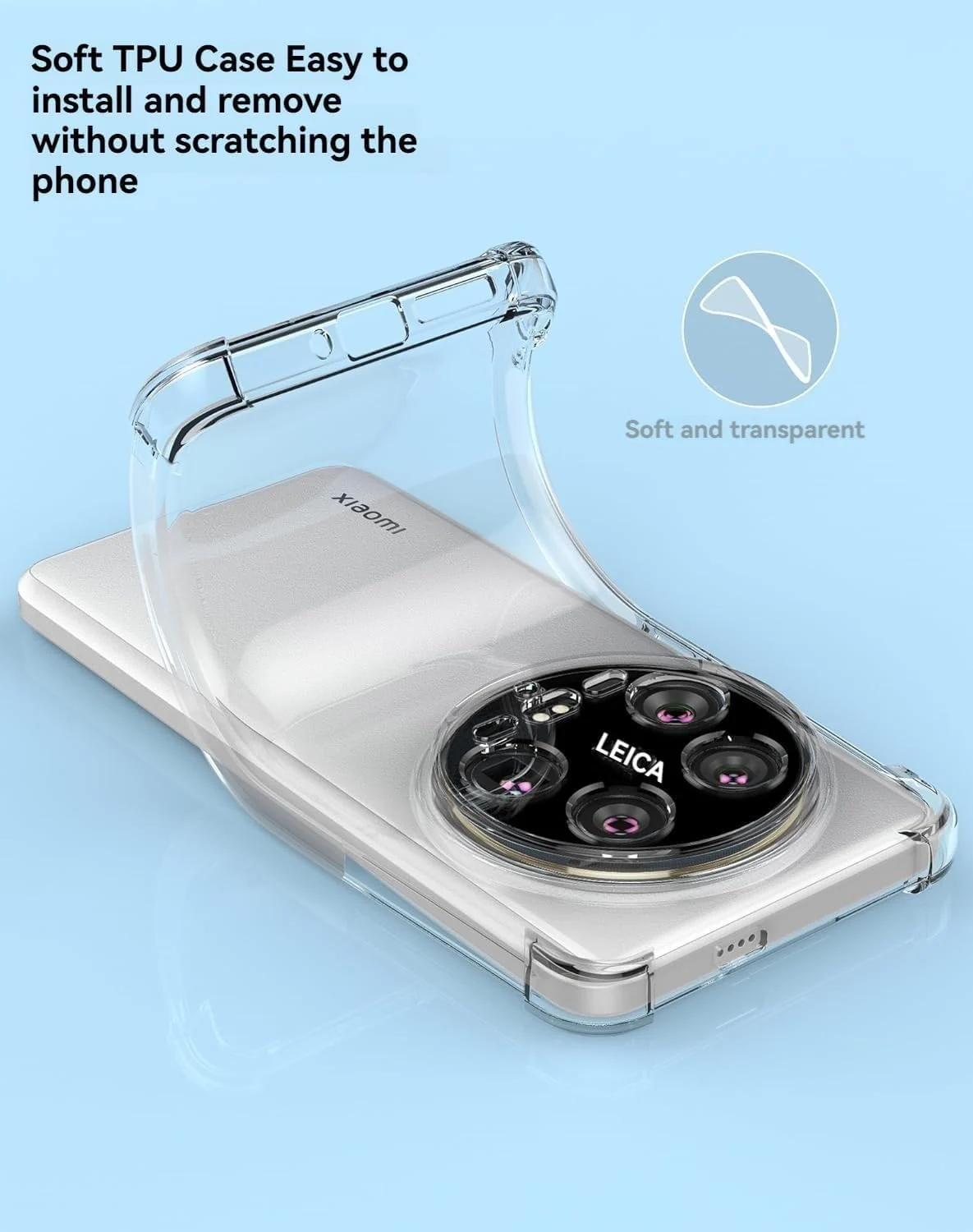 DL3 Mobilak Clear TPU Protective Case for Xiaomi Mi 14 Ultra with Camera Protection and Shockproof Design - Clear