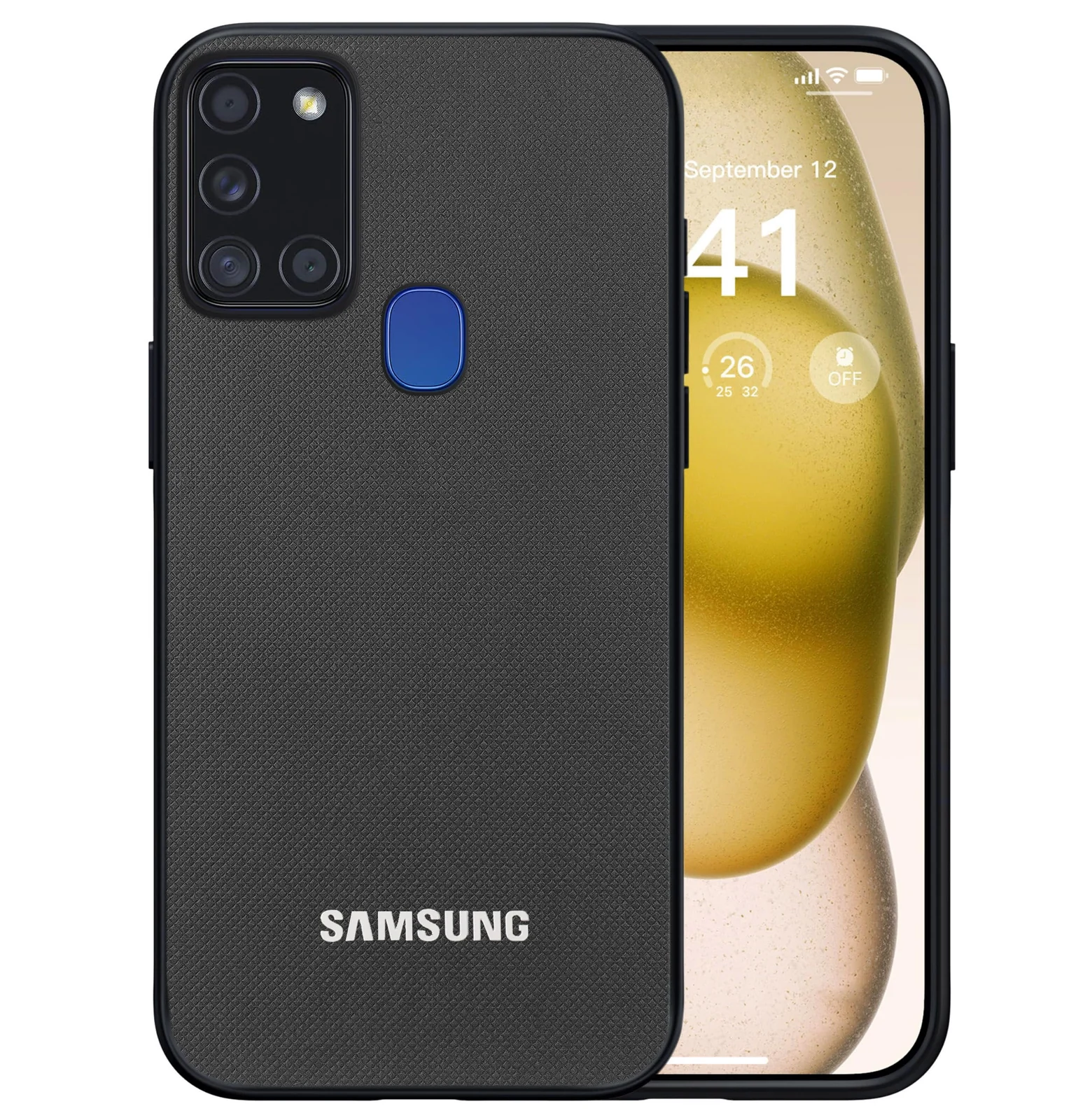 Dl3 Mobilak Compatible with Samsung Galaxy A21s Case Dual Layer Heavy Duty Cell Phone Protective Cover Shockproof Rugged with Non-Slip Textured - Black
