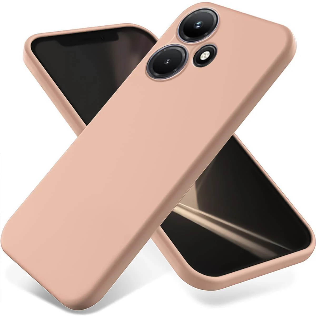 DL3 Mobilak Liquid Silicone Protective Case with Soft Microfiber Lining with Full Camera Protection for Infinix Hot 30i - Light Orange