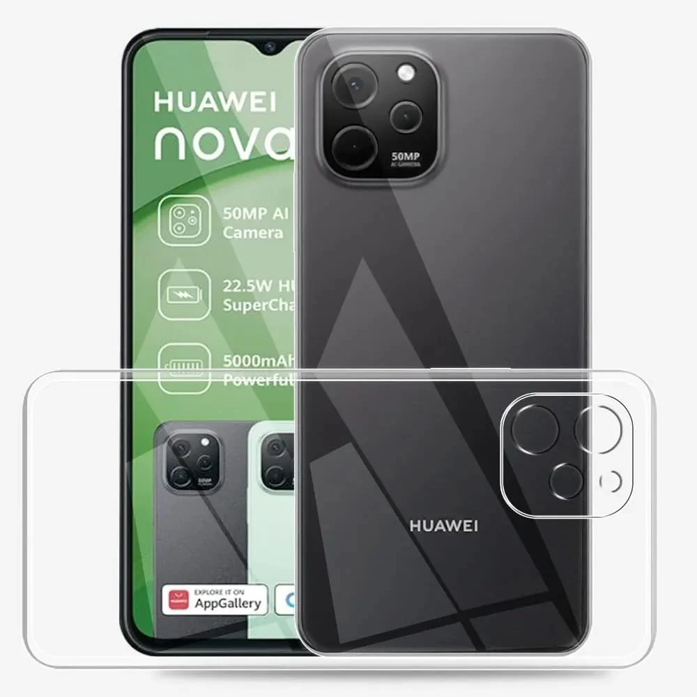 DL3 Mobilak Case Compatible with Huawei Nova Y61, Case Crystal Soft TPU Gel Case Flexible Silicone Anti-Scratch Camera Protection TPU Cover - Clear