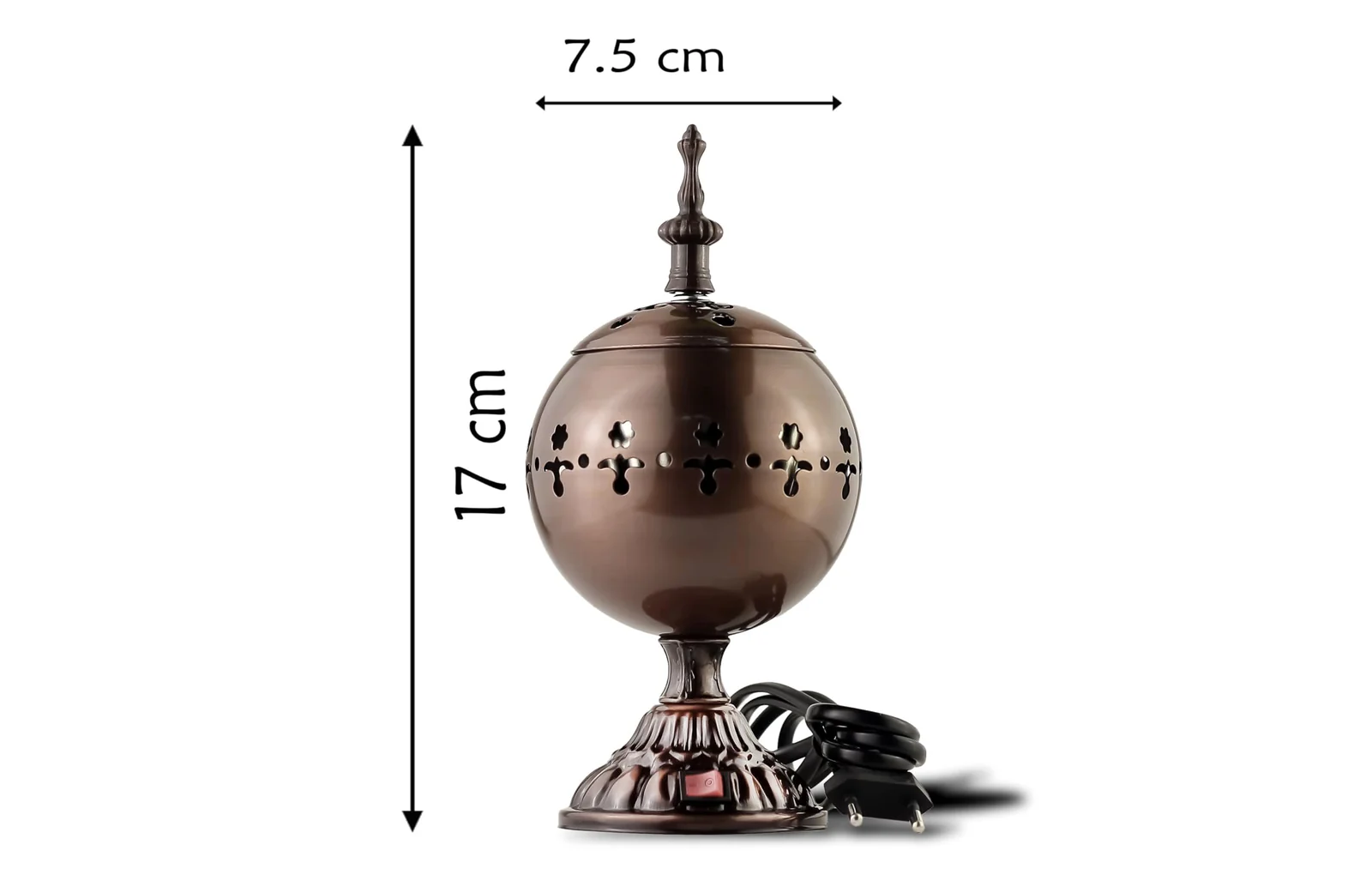 Mobigon Arabian Electric Incense Burners metal Vintage Arabic Burner, Middle Eastern Incense Holder- Electric Incense Burner Bakhoor Suitable For Arabian Oud, Home, Hotel Decor - H. Dark Brown