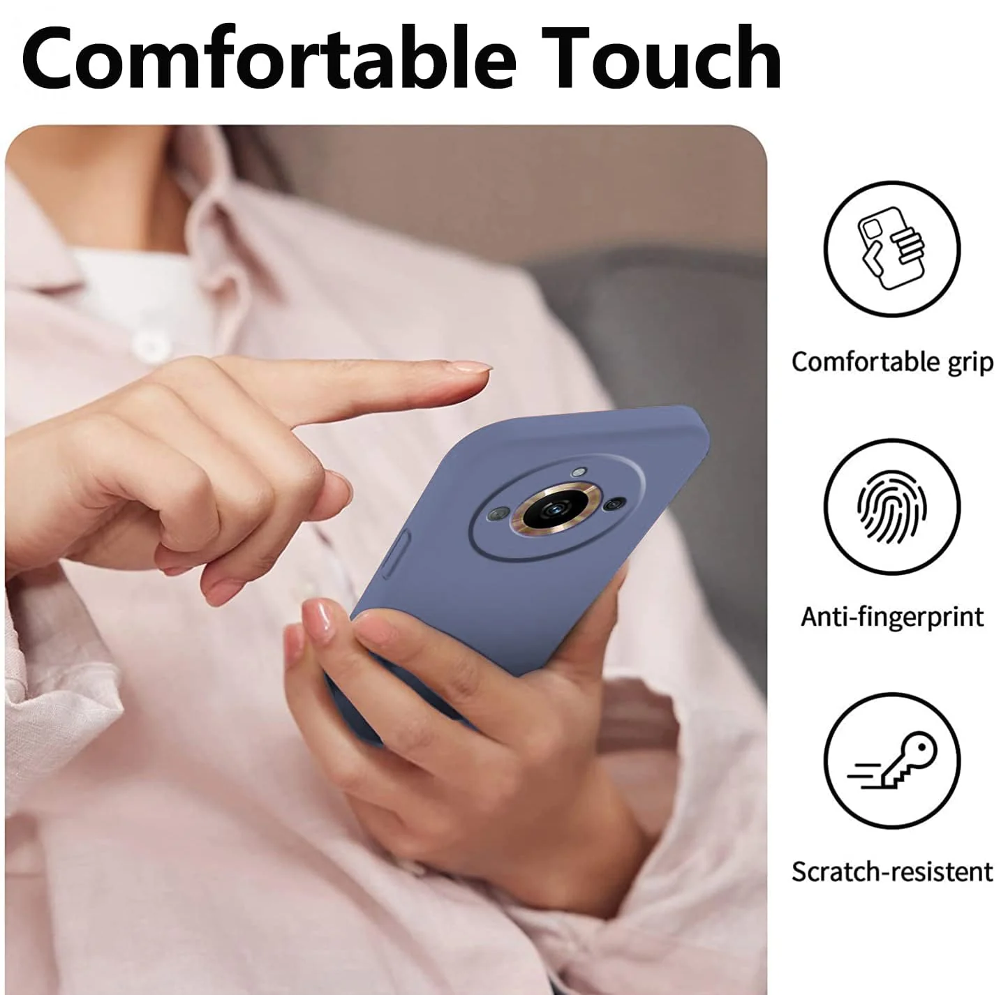DL3 Mobilak Liquid Silicone Protective Case for realme 11 Pro / realme 11 Pro+ Plus 5G with Microfiber Lining and Shockproof Design - Lavender Gray