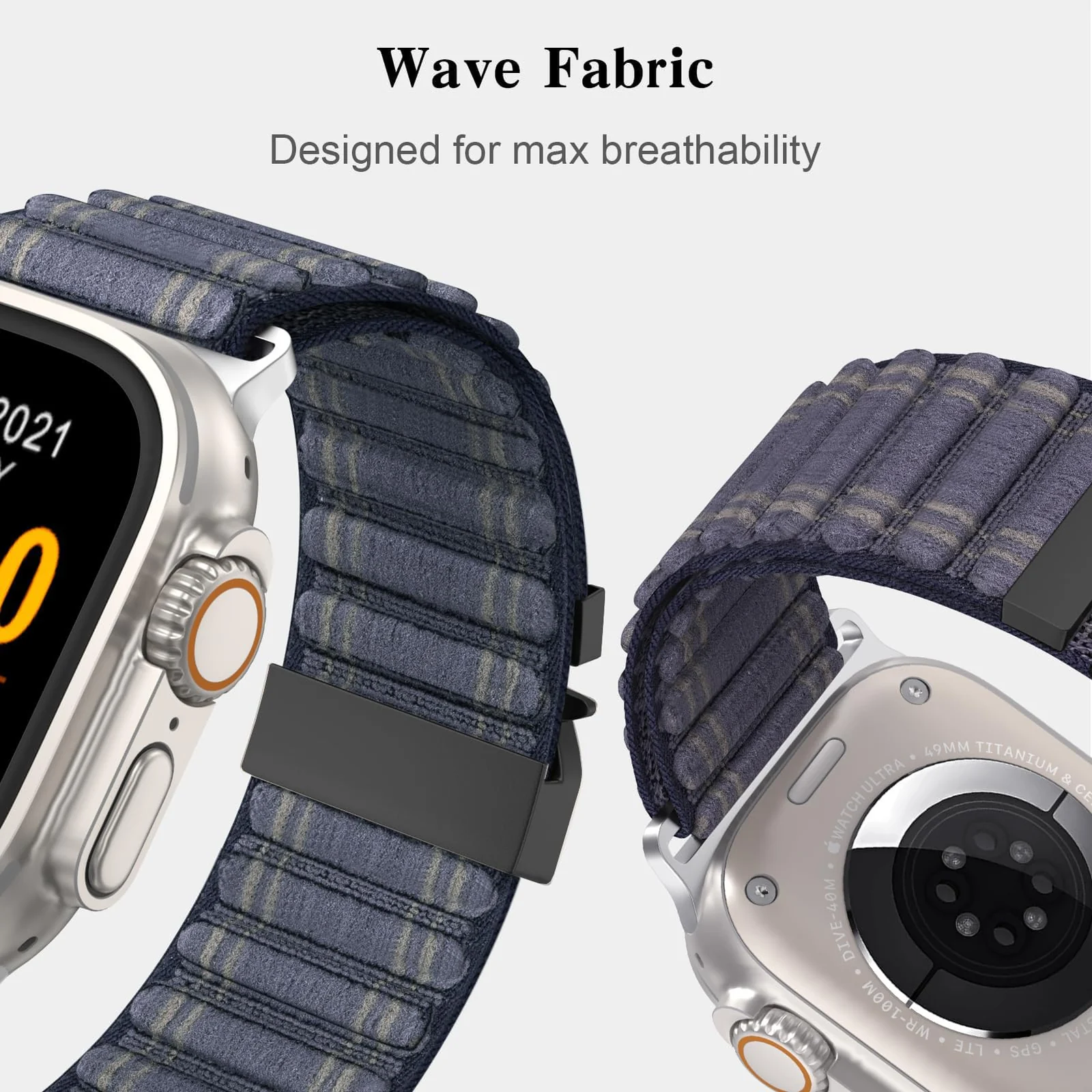 DL3 Mobilak Stretchy Nylon Strap for Apple Watch Ultra 3 2 1 Strap 49mm 46mm 45mm 44mm 42mm iWatch Straps for Men Women, Parachute Clasp Elastic Sport Band for Apple Watch Series 11 10 9 8 7 6 5 4 3 SE/2 - Midnight Blue