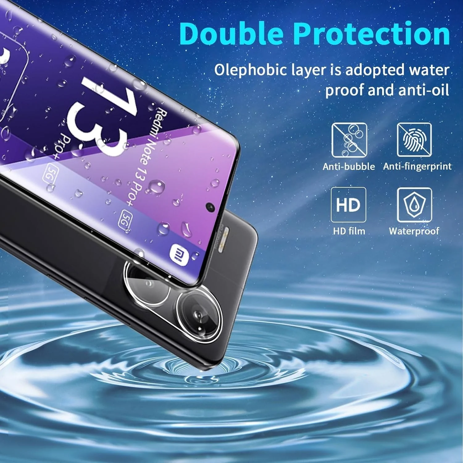 DL3 Mobilak 5D Full Glass Screen Protector For Redmi Note 13 Pro Plus. Black Frame - Clear