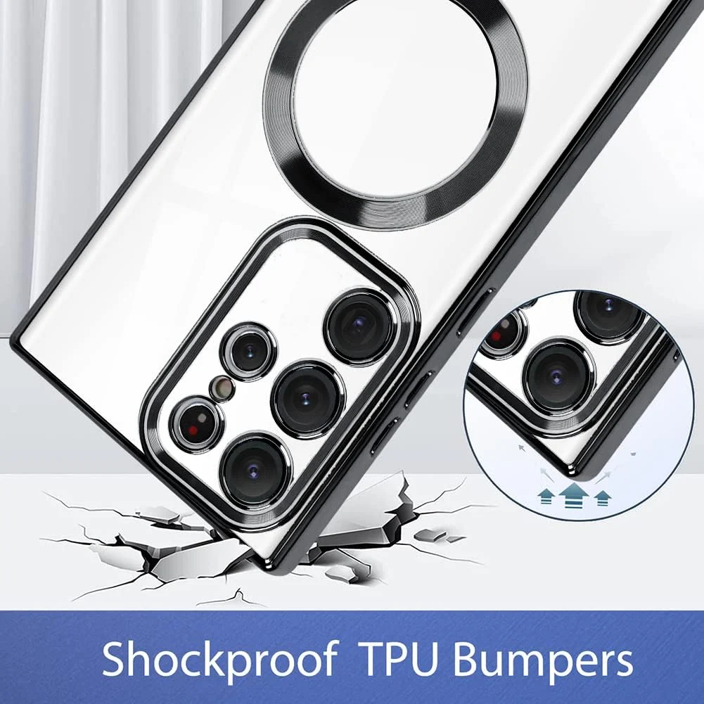 DL3 Mobilak Clear MagSafe-Compatible Magnetic Case for Samsung Galaxy Note 20 Ultra with Camera Protection and Shockproof Design - Black