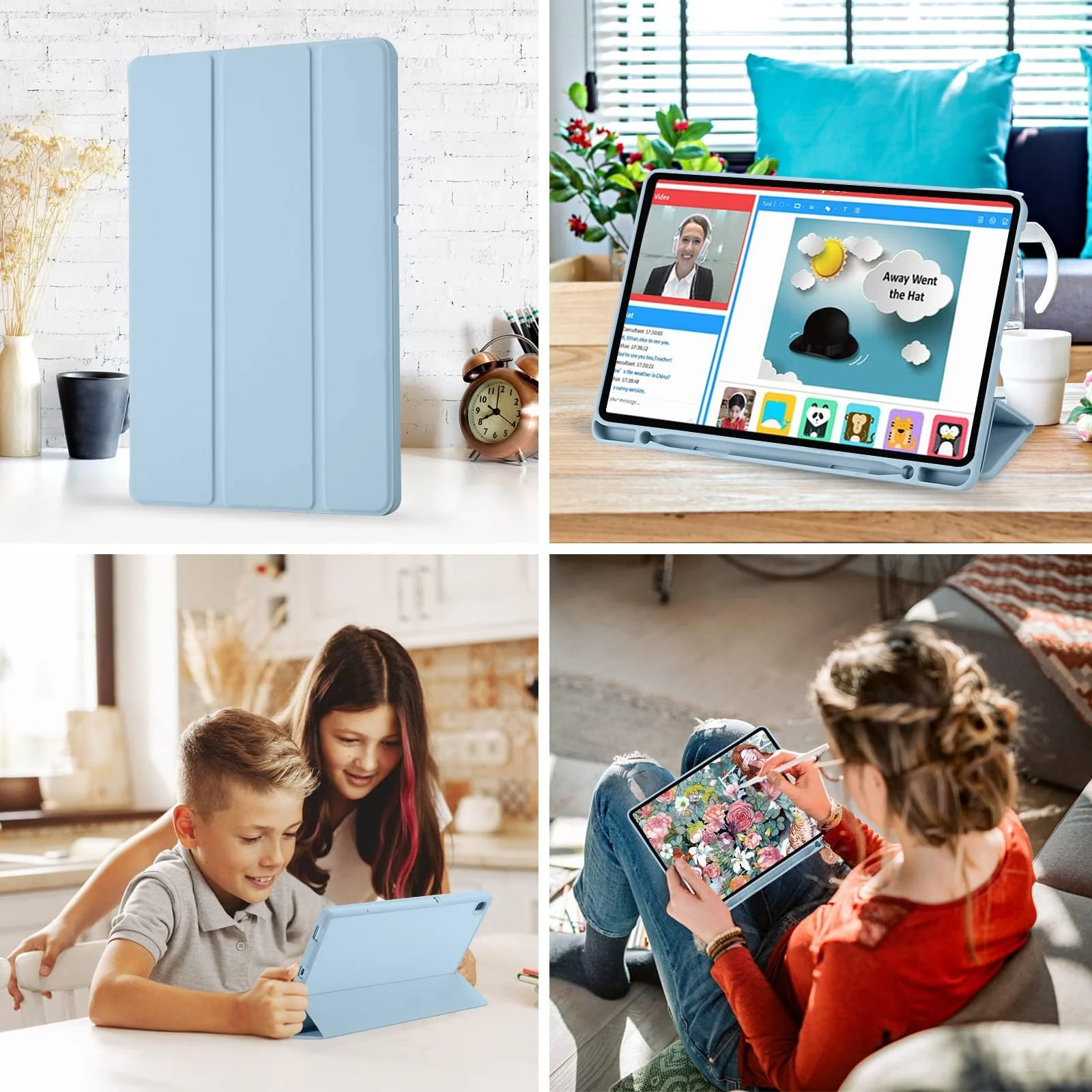 DL3 Mobilak Smart Case For Samsung Galaxy Tab S6 Lite 10.4 inch 2022 (SM-P613/P619) & 2020 (SM-P610/P615) with Pencil Holder, Soft TPU Smart Stand Back Cover Auto Wake/Sleep - Sky Blue