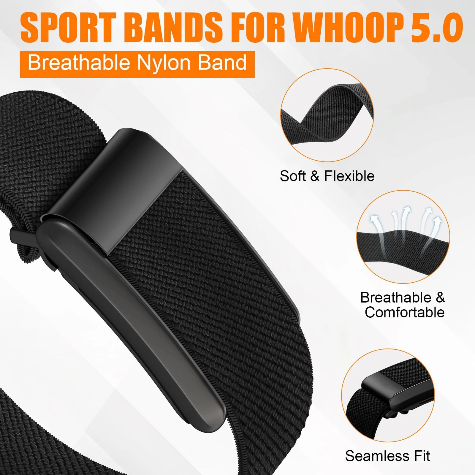 DL3 MOBILAK Replacement Watch Strap for Whoop 5.0 - Black