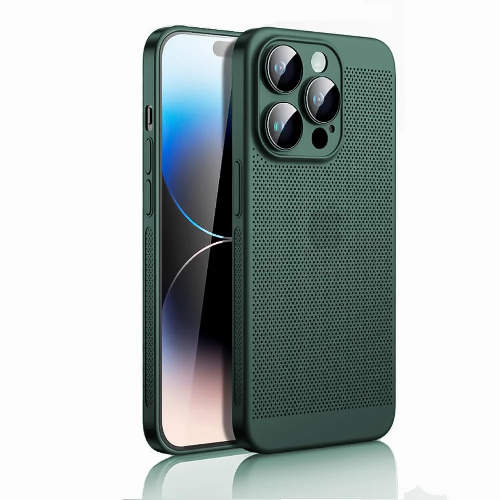 Dl3 Mobilak Case For iPhone 13 Pro Max 6.7-Inch Heat Dissipation Case with Built-in Camera Lens Protector Slim Fit Breathable Cooling Anti-Fingerprint Hard PC Back Shockproof Cover - Black