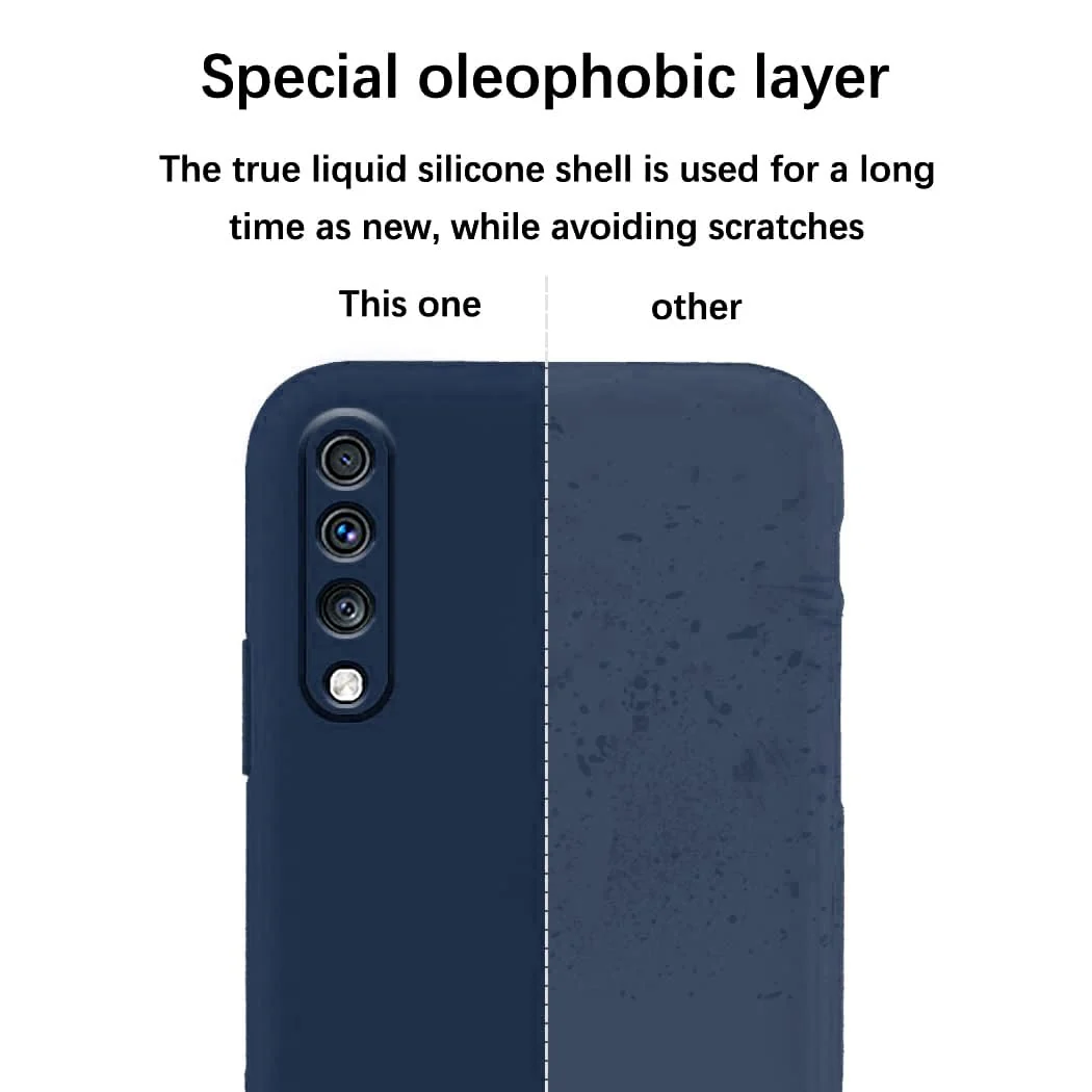 DL3 Mobilak Soft Silicone Protective Case for Samsung Galaxy A70 / A70s with Microfiber Lining and Shockproof Design - Dark Blue