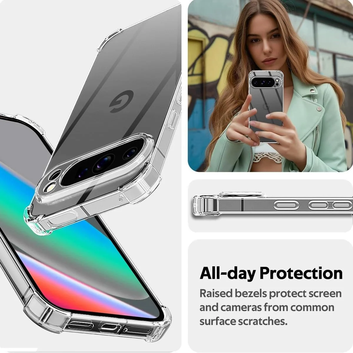 DL3 Mobilak Case Compatible with Google Pixel 10 Pro XL, Cover SiliconeTransparent TPU Gorilla Anti-shock Protector Camera Shockproof Corners - Clear