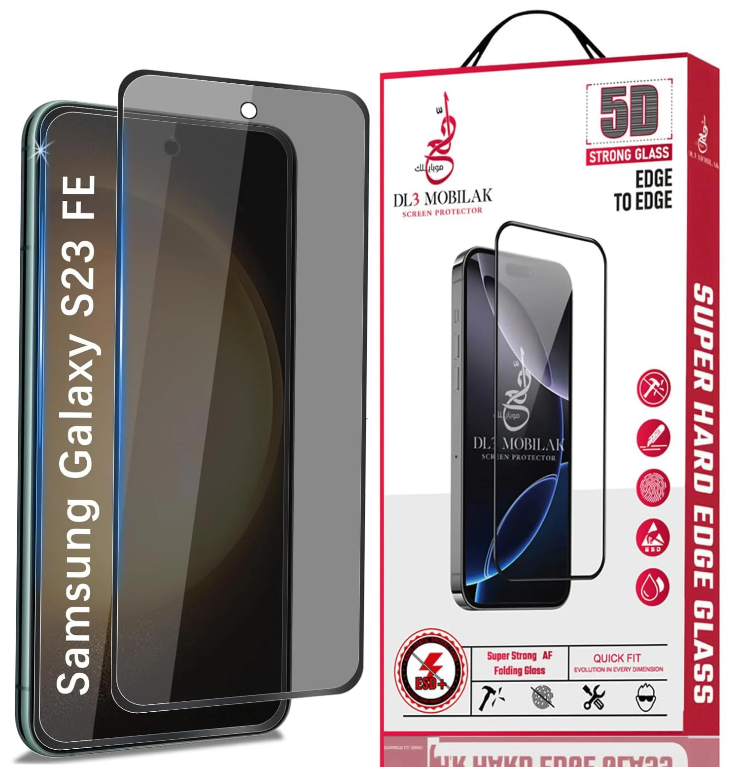DL3 MOBILAK Anti-Spy 9H Tempered Glass Screen Protector for Samsung Galaxy S23 FE - Black