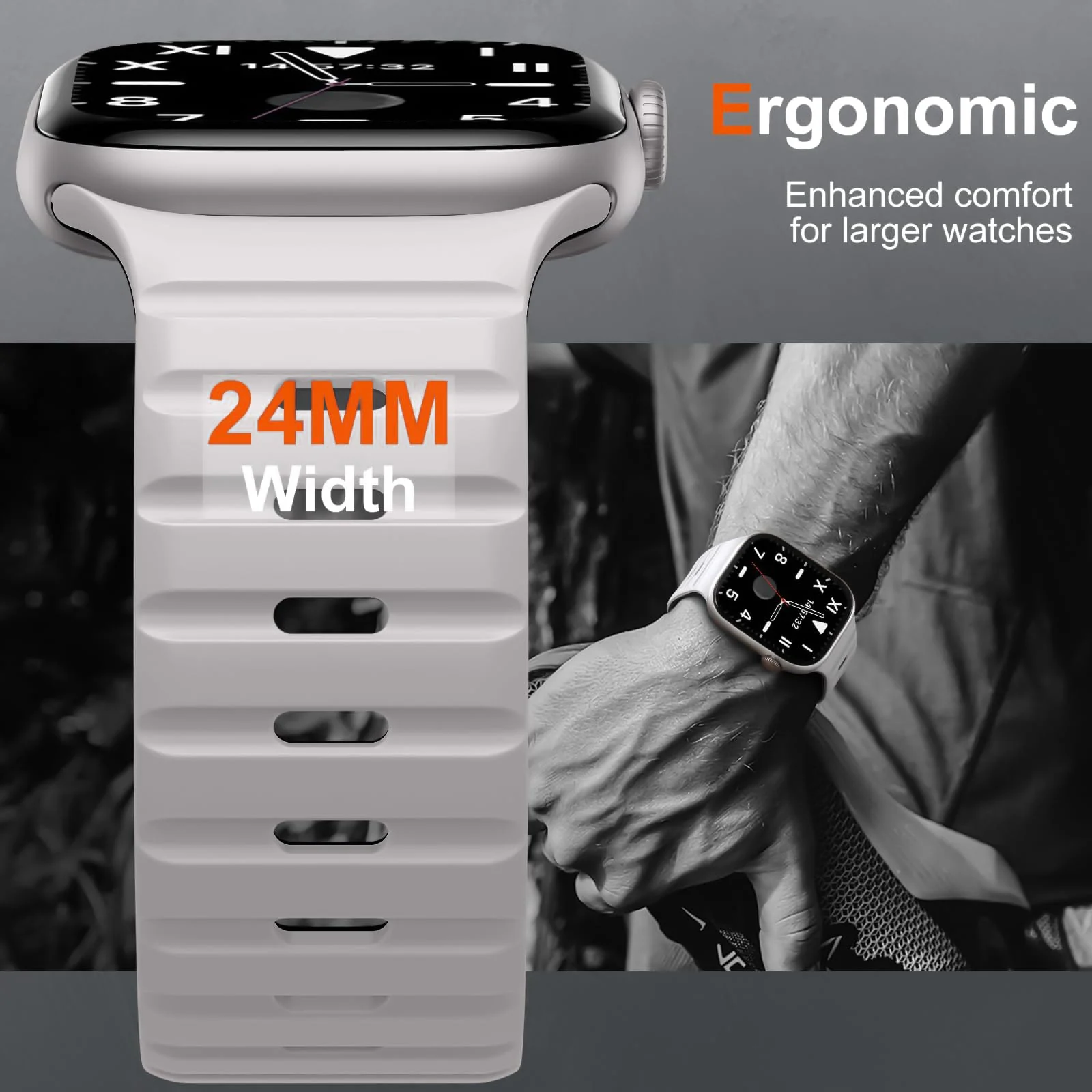 DL3 MOBILAK Adjustable Silicone Sports Watch Strap for 49MM - Starlight