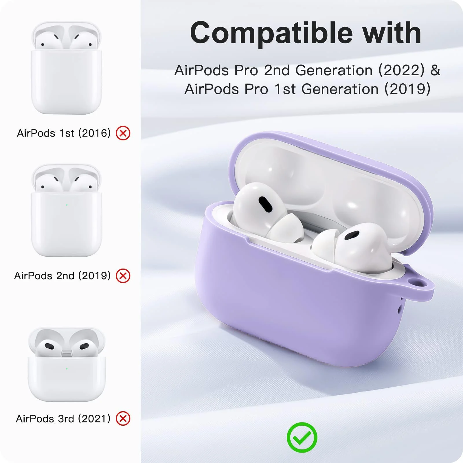DL3 Mobilak Compatible with AirPods Pro 2nd Generation Case Cover, Protective Silicone Skin with Keychain for Women Men for Apple AirPods Pro Gen 2 (2022), Front LED Visible - Banana violet