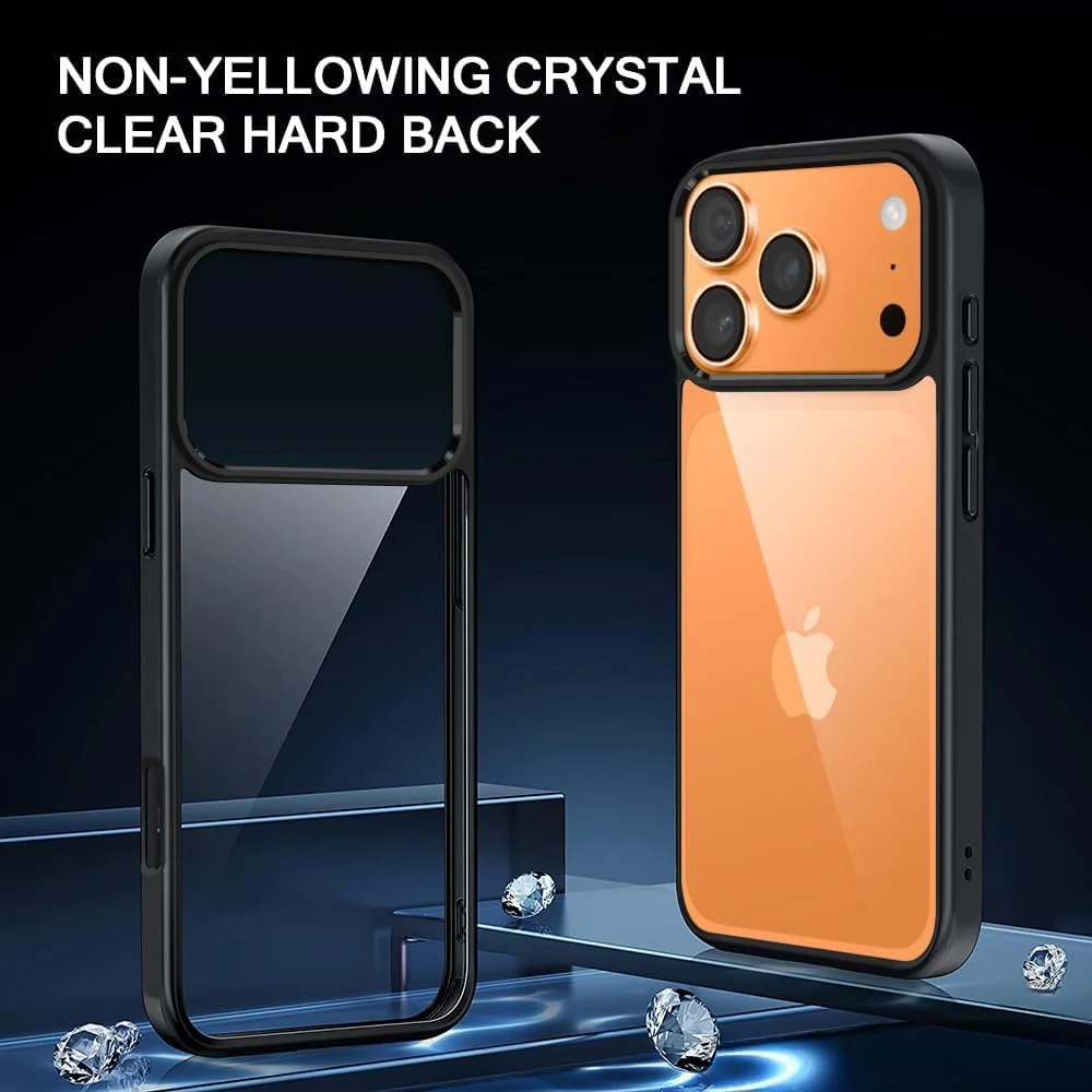 DL3 MOBILAK Clear Three-Layer Protective Phone Case for Apple iPhone 17 Pro Max 6.9 Inch - Black