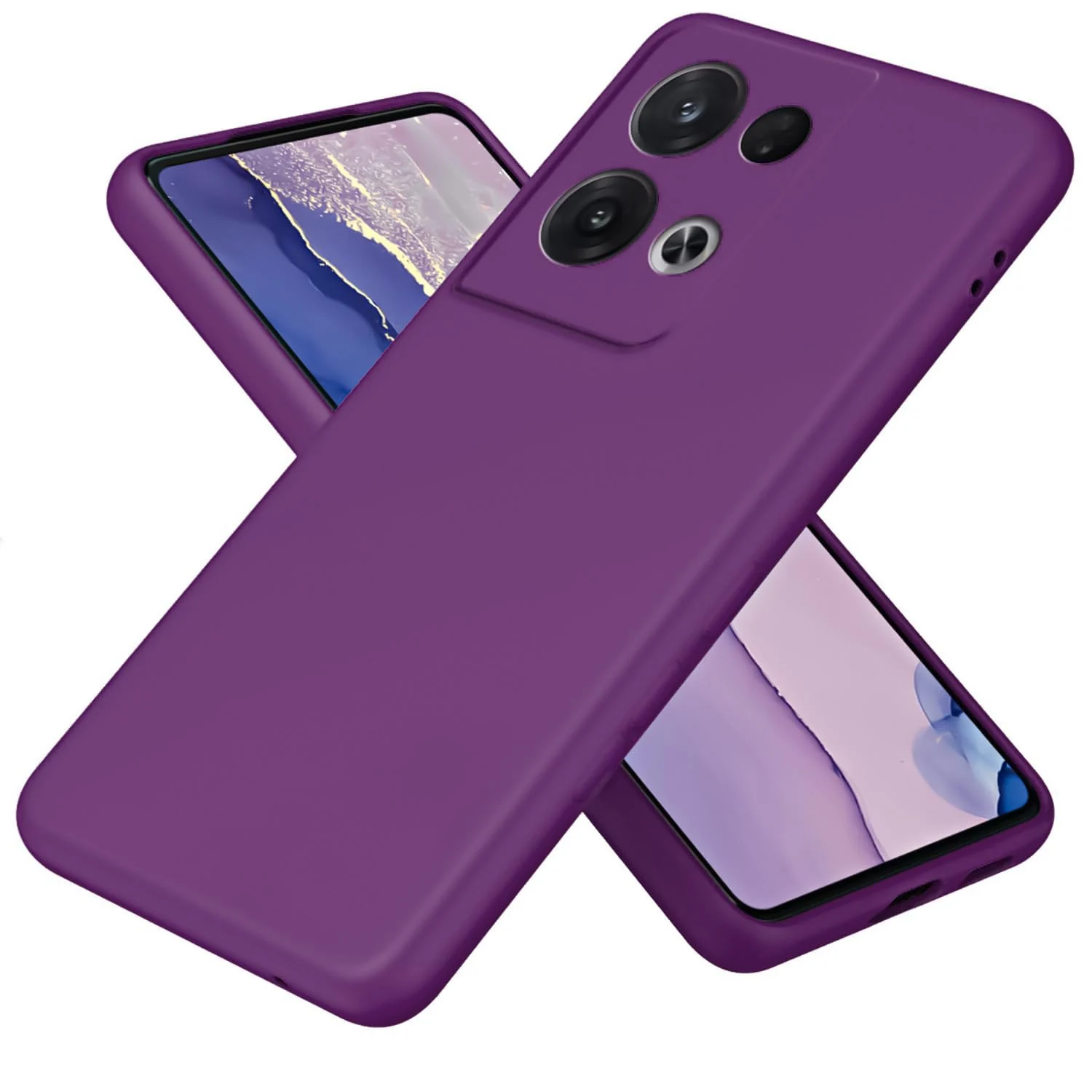 DL3 Mobilak Liquid Silicone Case for OPPO Reno 8 5G, Shock-absorbing protection, Scratch-resistant surface, Soft microfiber lining - Violet