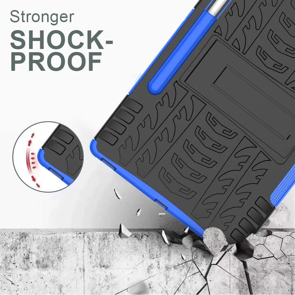 DL3 Mobilak Case For Samsung Galaxy Tab S8 Plus 2022/S7 FE 2021/S7 Plus 2020 12.4 Inch, Hybrid Rugged Armor Heavy Duty 2 in 1 TPU + PC Combo Dual Layer Shockproof Case with Kickstand - Blue