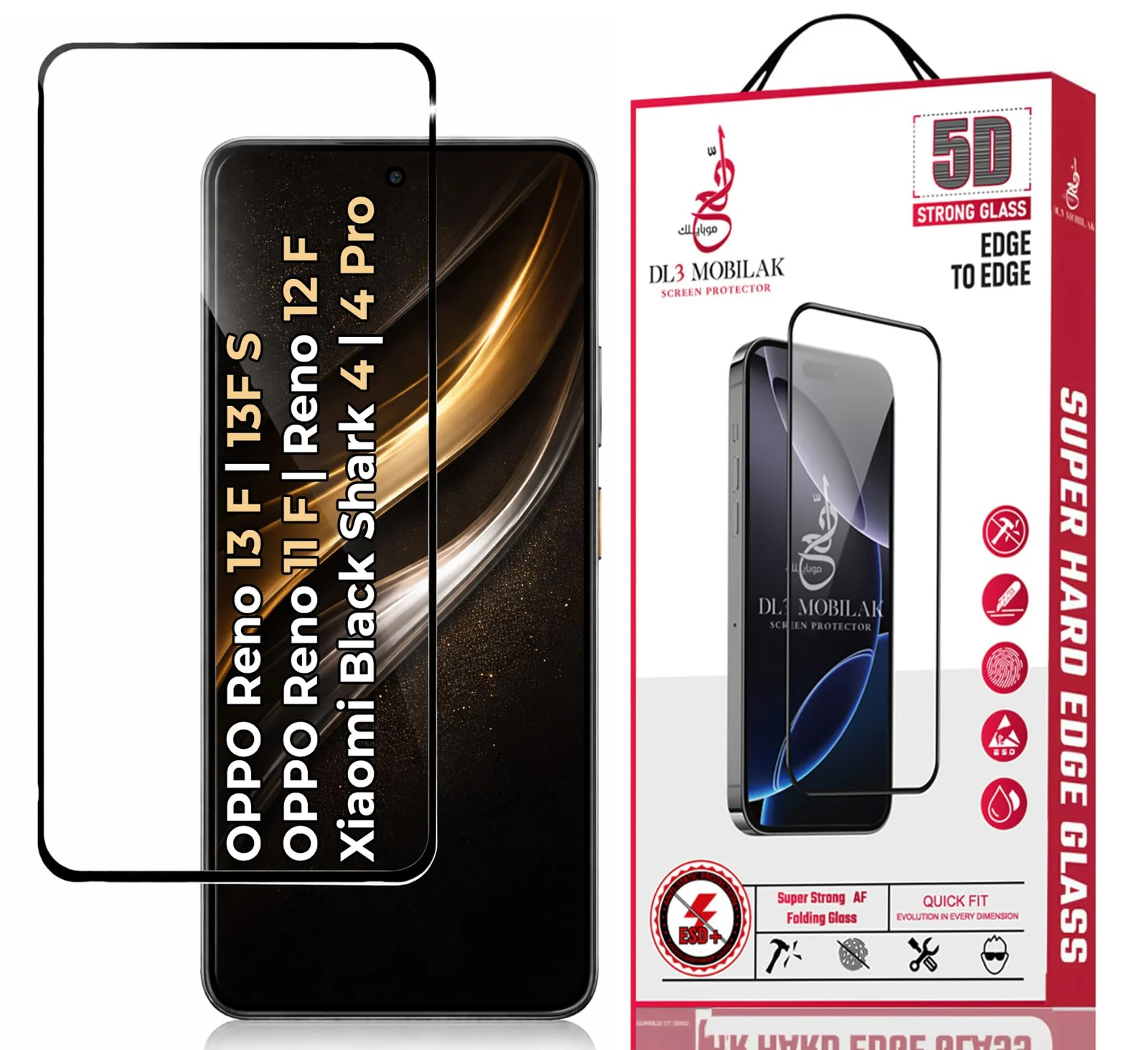 DL3 Mobilak for OPPO Reno 13F/13FS/Reno 12F/Reno 11F/Xiaomi Black Shark 4/Black Shark 4 Pro Tempered Glass Screen Protector, 9H Hardness Anti-Scratch Tempered Glass flim, Case Friendly, Anti-Scratch - Clear