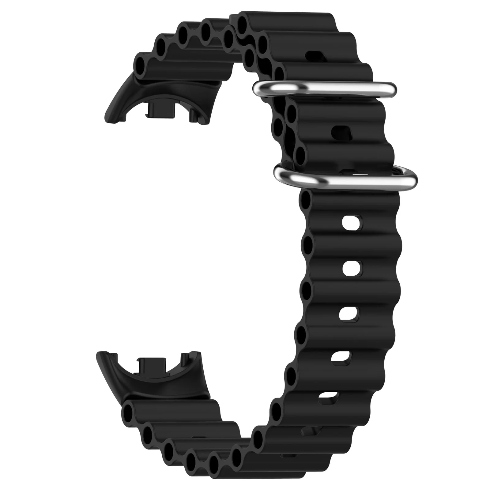 DL3 Mobilak Ocean Band for Xiaomi Band 8 Mi Band 8, Adjustable Silicone Stretchy Sport Strap Women Men Replacement Wristband - Black