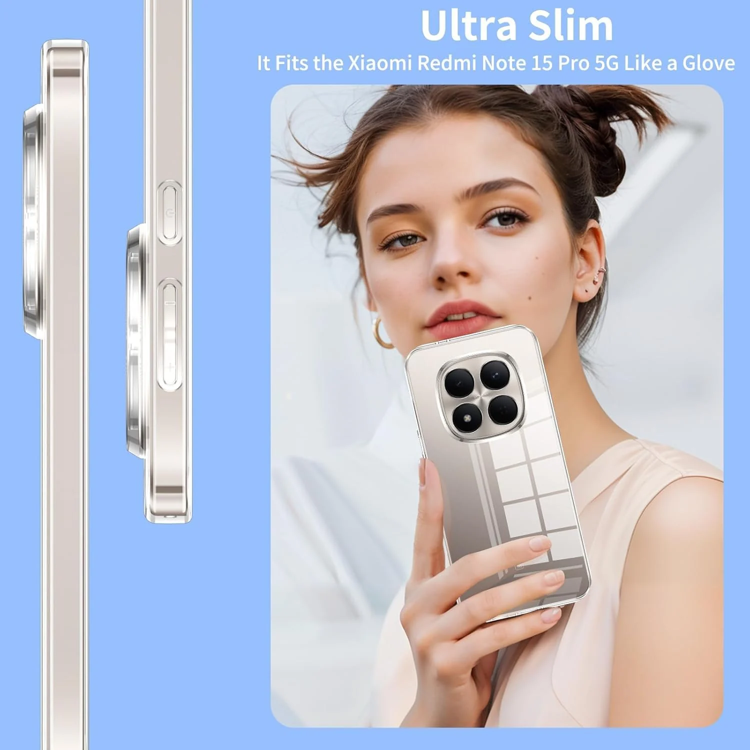 DL3 Mobilak Case Compatible with Xiaomi Redmi Note 15 5G, Case Crystal Soft TPU Gel Case Flexible Silicone Anti-Scratch Camera Protection TPU Cover - Clear