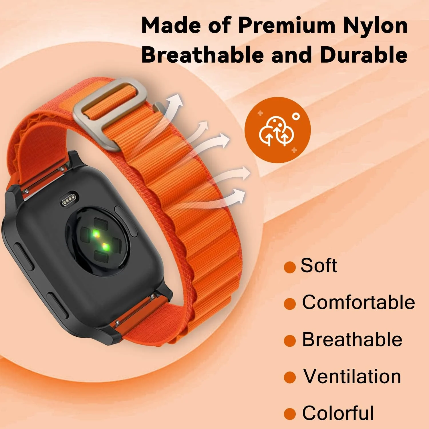 DL3 Mobilak Nylon Band Compatible with Xiaomi Redmi Watch 5 Active/Redmi Watch 5 Lite, 22mm Metal Buckle Sports Watch Strap Men Women Replacement Strap - Orange