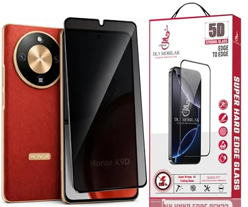 DL3 Mobilak Honor X9D Privacy Screen Protector, Does not support fingerprint, Anti-Spy 9H Hardness Tempered Glass Film [Case Friendly] [Bubble Free] - Black