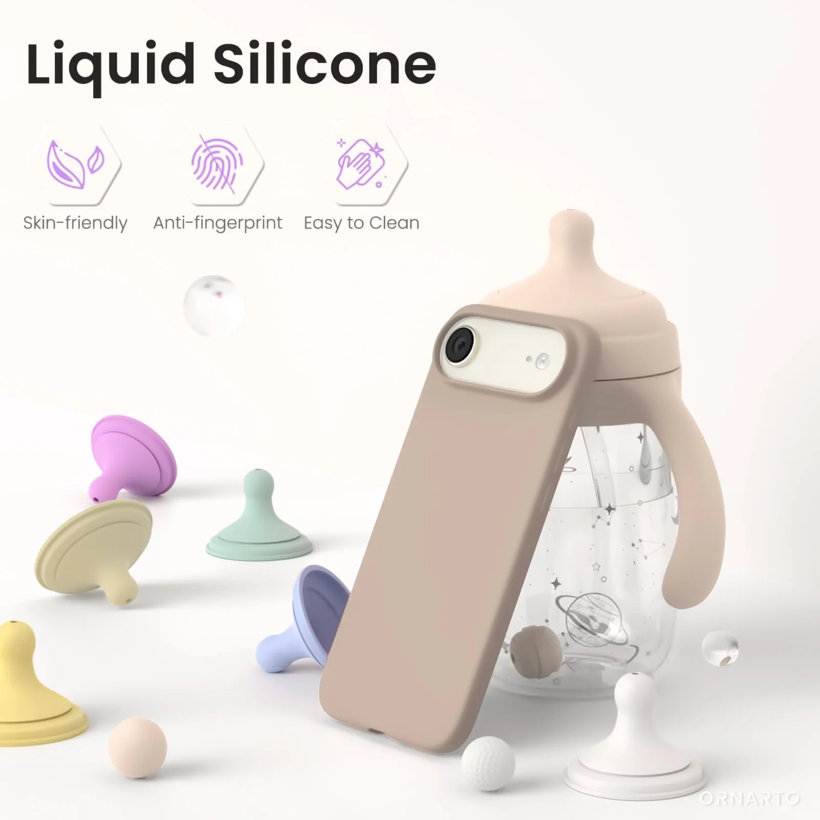 DL3 Mobilak Liquid Silicone Case for iPhone 17 Air 6.5-Inch, Supports wireless charging, Shock-absorbing protection, Scratch-resistant surface - Pink Sand