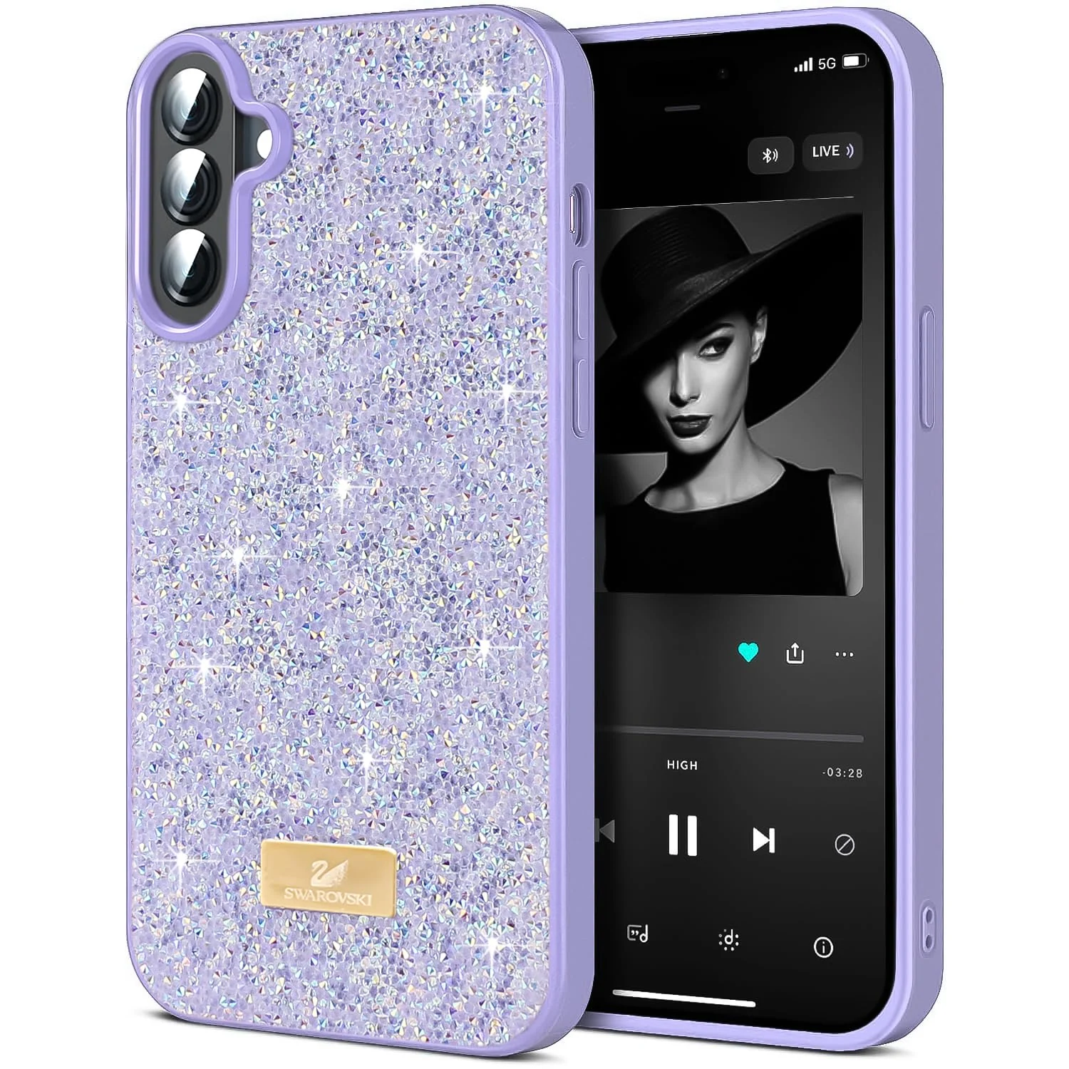 DL3 Mobilak Glitter Rhinestone Protective Case for Samsung Galaxy A35 with Shockproof Design