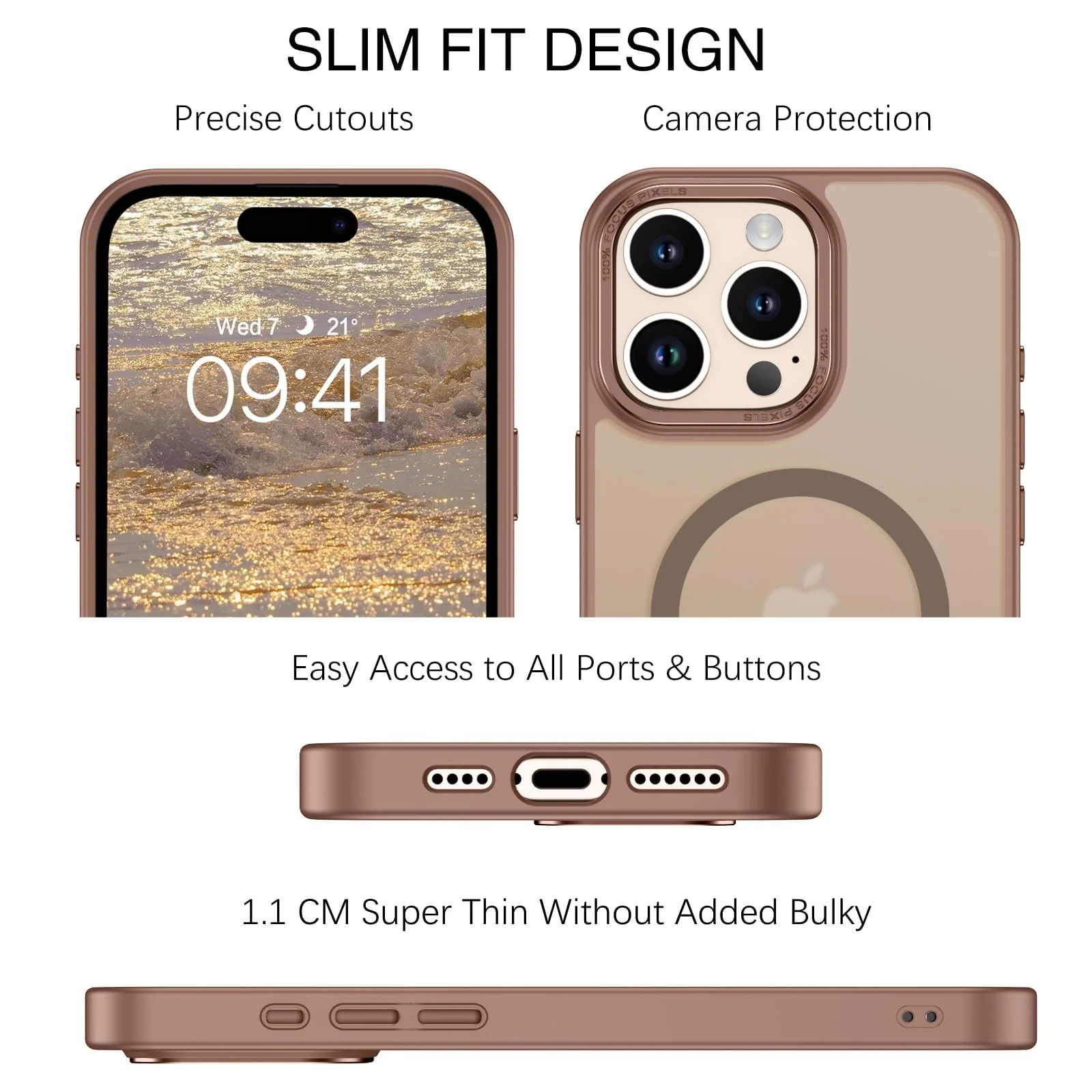 DL3 Mobilak Case for iPhone 16 Pro 6.3-Inch Case Magnetic Translucent Matte Phone Cases [Compatible with MagSafe] Thin Slim Fit Shockproof Bumper Hard Protective Cover for Men Girls - Desert Brown