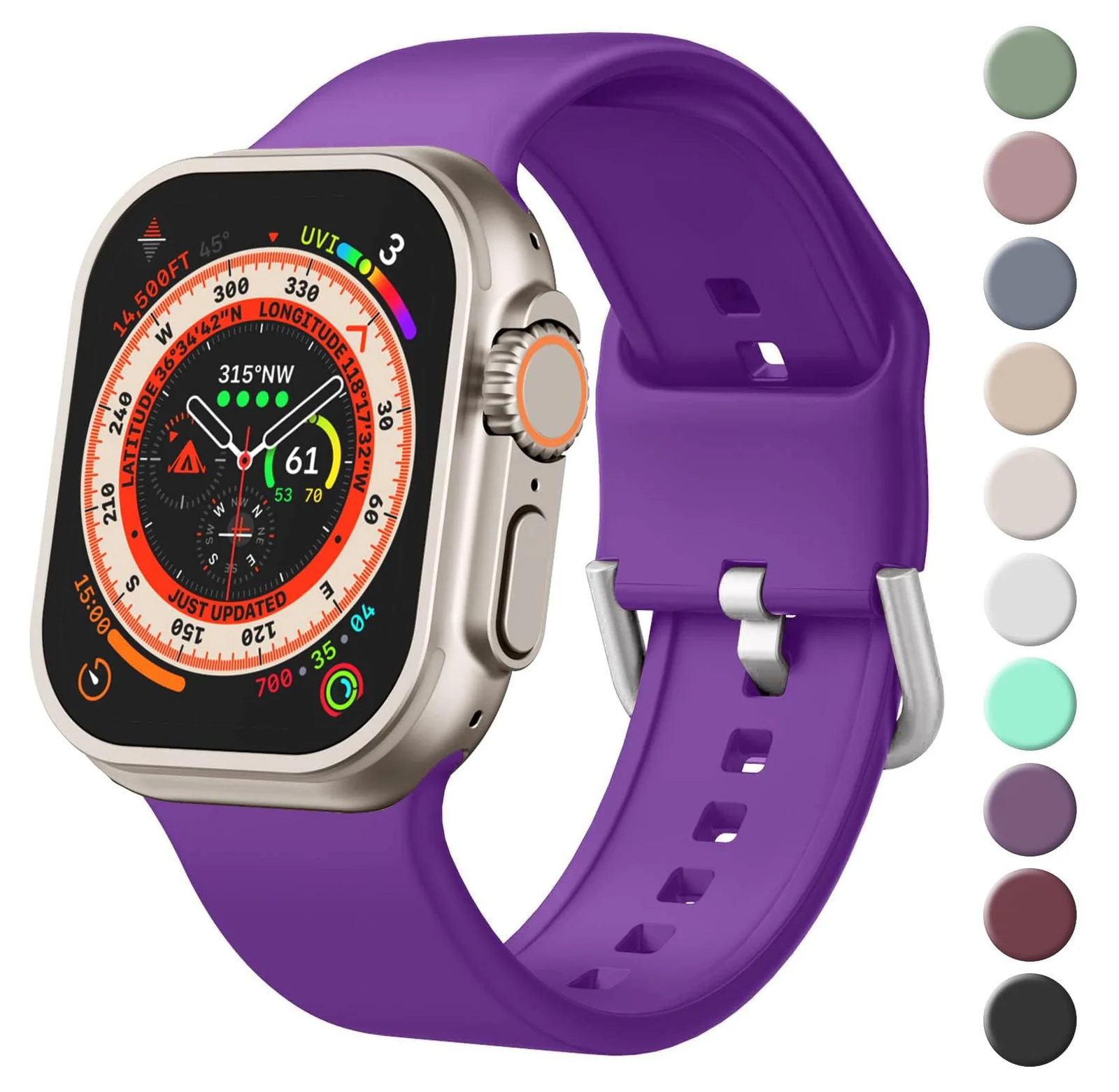 Apple Watch Ultra / Ultra 2 49MM 45MM 44MM 42MM — DL3 Mobilak Strap Silicone Band For Apple Watch Ultra/Ultra 2 49mm 45mm 44mm 42mm, Soft Silicone Wristbands Replacement Strap with Classic Clasp for iWatch Series SE SE2 9 8 7 6 5 4 3 2 1