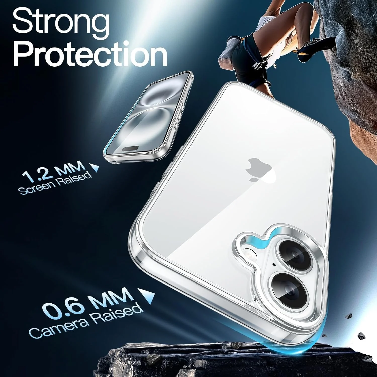 DL3 Mobilak Clear TPU Case for iPhone 16, Camera protection, Shock-absorbing protection, Scratch-resistant surface - Clear