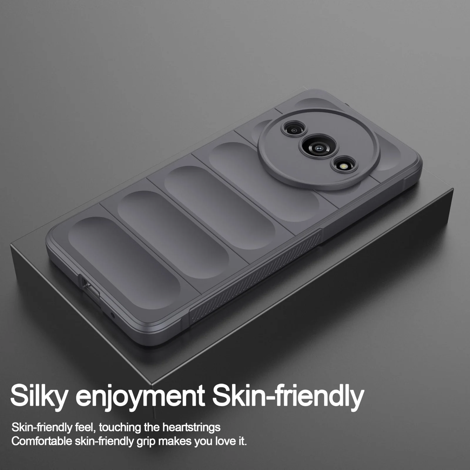 DL3 Mobilak Silicone Case for Xiaomi Redmi A3 Heavy Duty Protective [Slim Fit] Shockproof Soft Flexible Protective Design Shock-Absorption TPU Cover With Camera Protection - Dark Gray