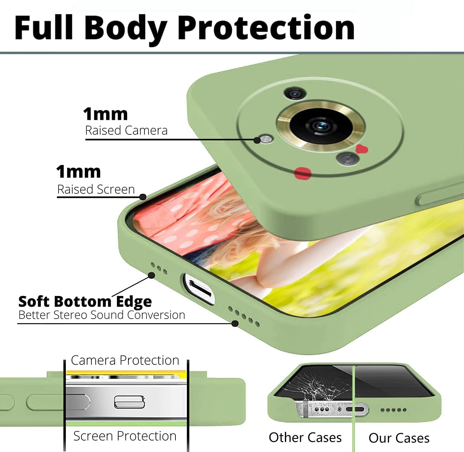 DL3 Mobilak Liquid Silicone Protective Case for realme 11 Pro / realme 11 Pro+ Plus 5G with Microfiber Lining and Shockproof Design - Mint Green