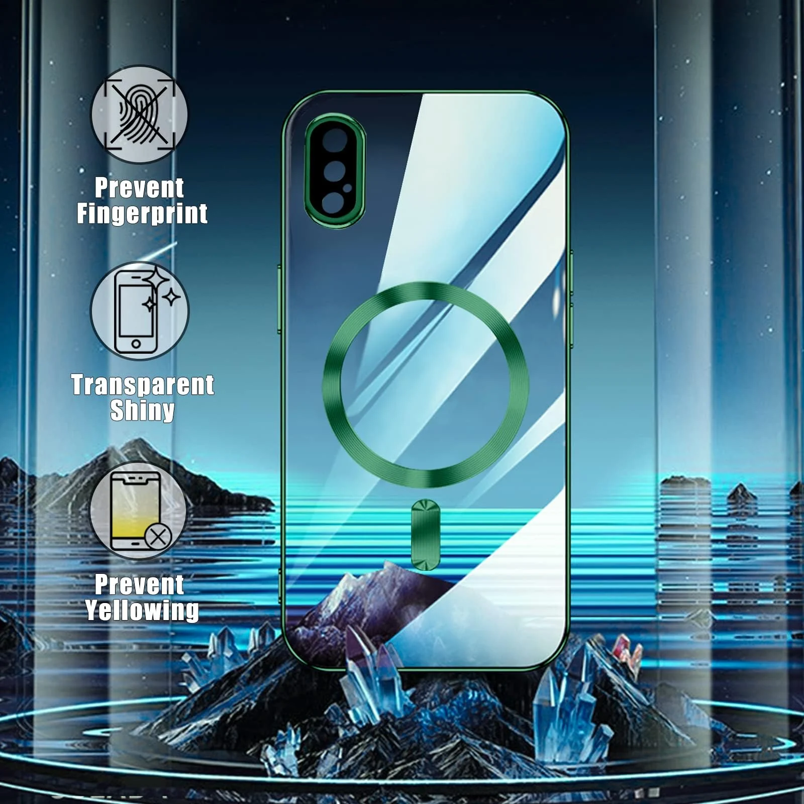 DL3 Mobilak Clear TPU Case for iPhone X / iPhone XS [Compatible with, Compatible with MagSafe accessories, Camera protection, Transparent design - Green