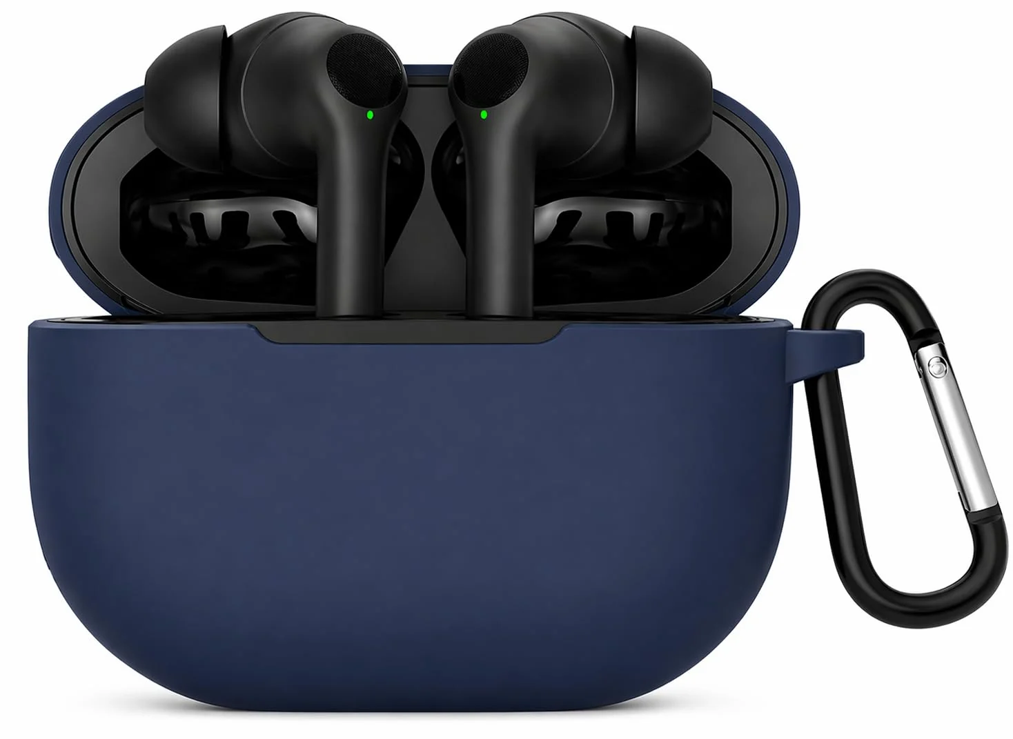 DL3 Mobilak Compatible with Oraimo SpaceBuds Z Case Cover, Soft Silicone Shockproof Protective Case Wireless Earbuds with Carabiner, Front LED Visible - Blue
