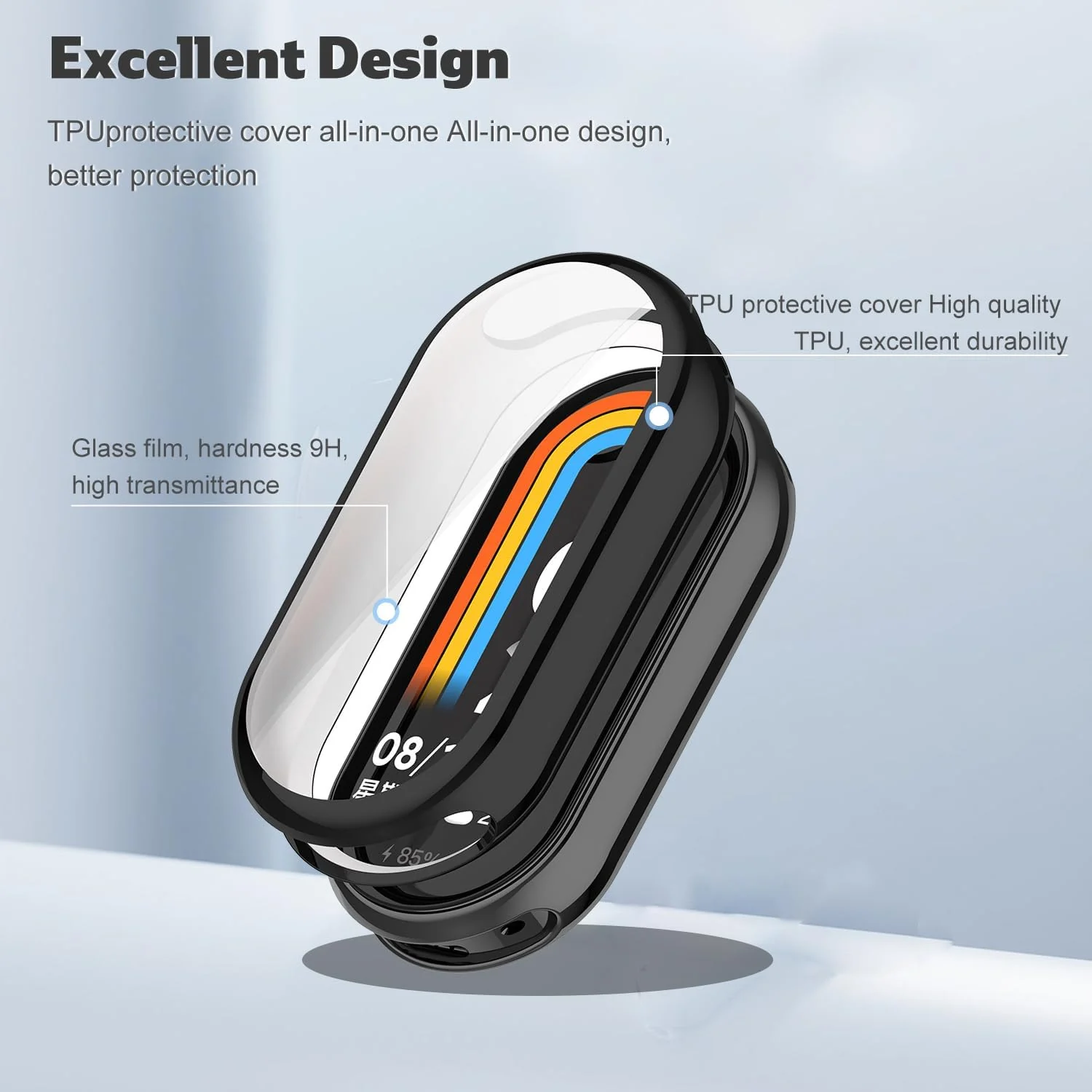 DL3 Mobilak Case Cover for Xiaomi Mi Band 10/9 / 8, Soft HD TPU Clear Film Case, Lightweight cover, Anti-Scratch and Anti-Fall for Protective Shell For Xiaomi Smart Band 10/9/8 - Black