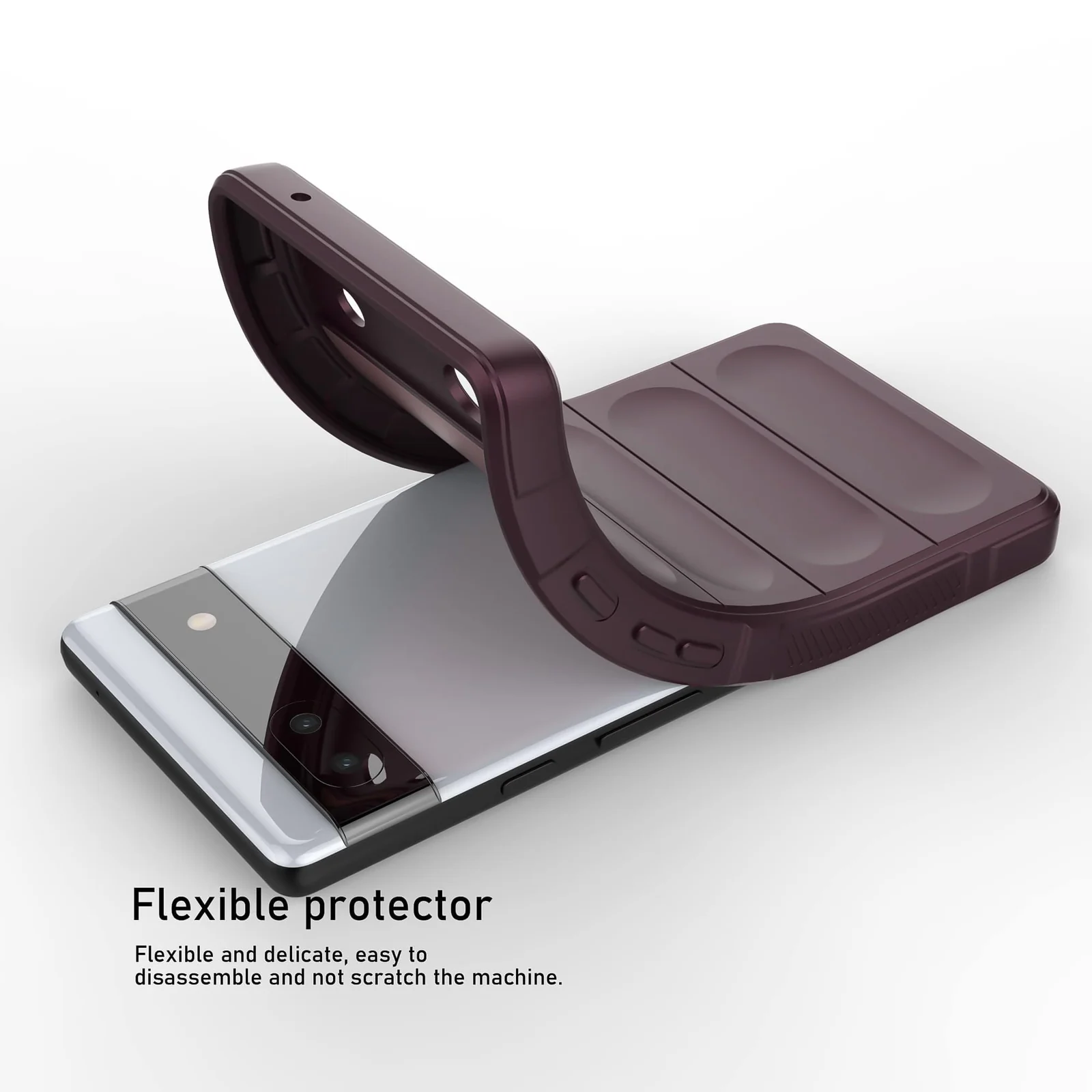 DL3 Mobilak Soft Silicone Protective Case for Google Pixel 6A with Camera Protection and Shockproof Design - Wine Red