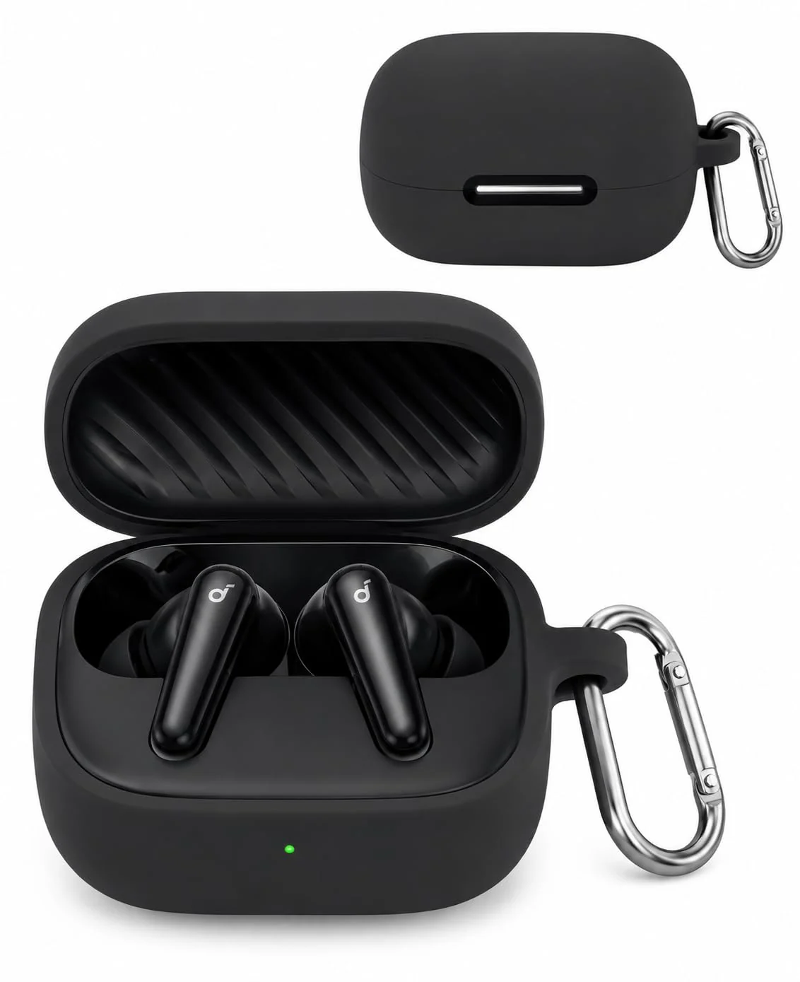 DL3 Mobilak Compatible with Anker Soundcore R60i NC/Anker P31i Cover, Soft Silicone Shockproof Protective Case Wireless Earbuds with Carabiner, Front LED Visible