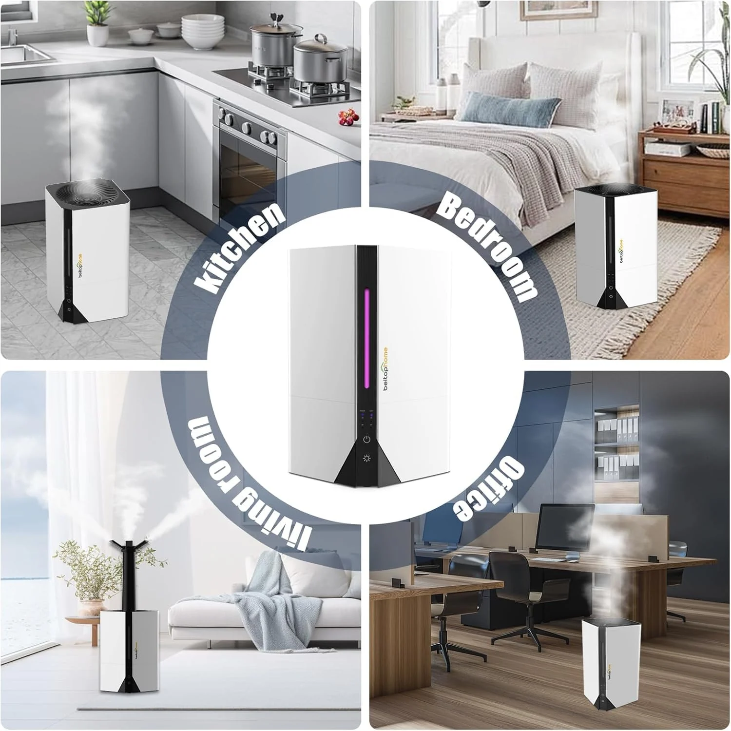 MOBIGON 7 L Top-Fill Cool Mist Humidifier, White / Black