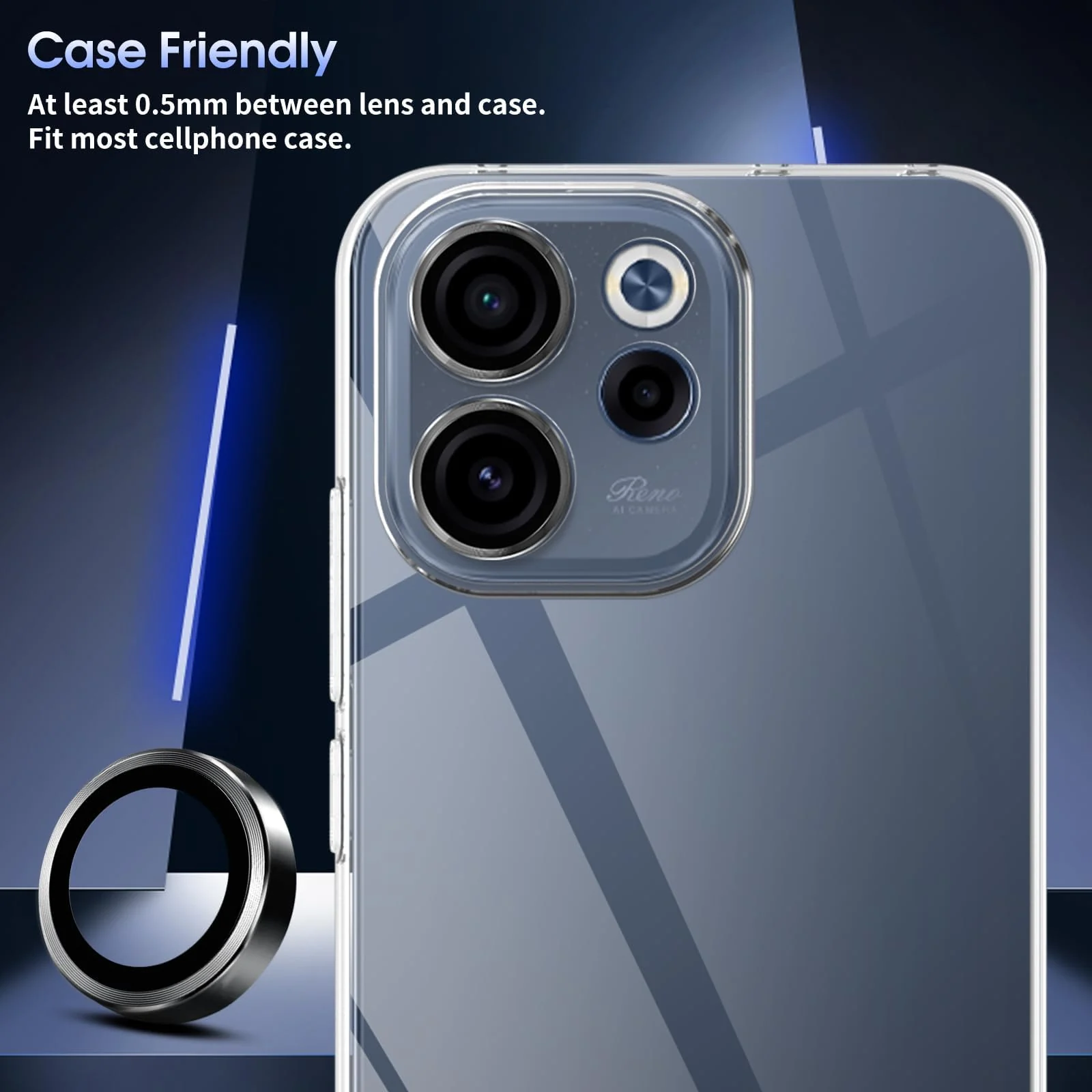 DL3 Mobilak Camera Lens Protector for OPPO Reno 15F / OPPO Reno15 FS Accessories, 9H Tempered Glass Metal Individual Ring Camera Cover Screen Protector, Case Friendly, Anti Scratch - Black