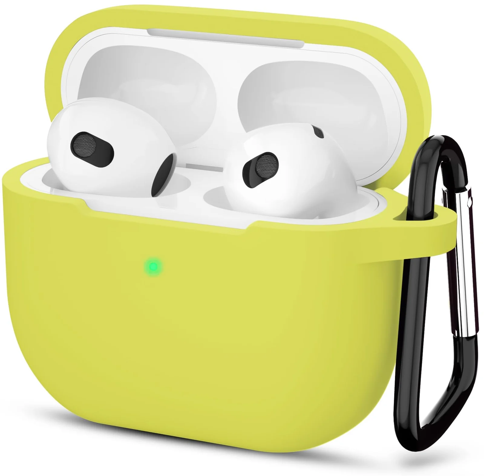 DL3 Mobilak AirPods 3 Case Cover, Silicone Protective Accessories Skin with Keychain Compatible with Apple AirPod 3rd Generation 2021 for Women Girl, Front LED Visible - A. Yellow