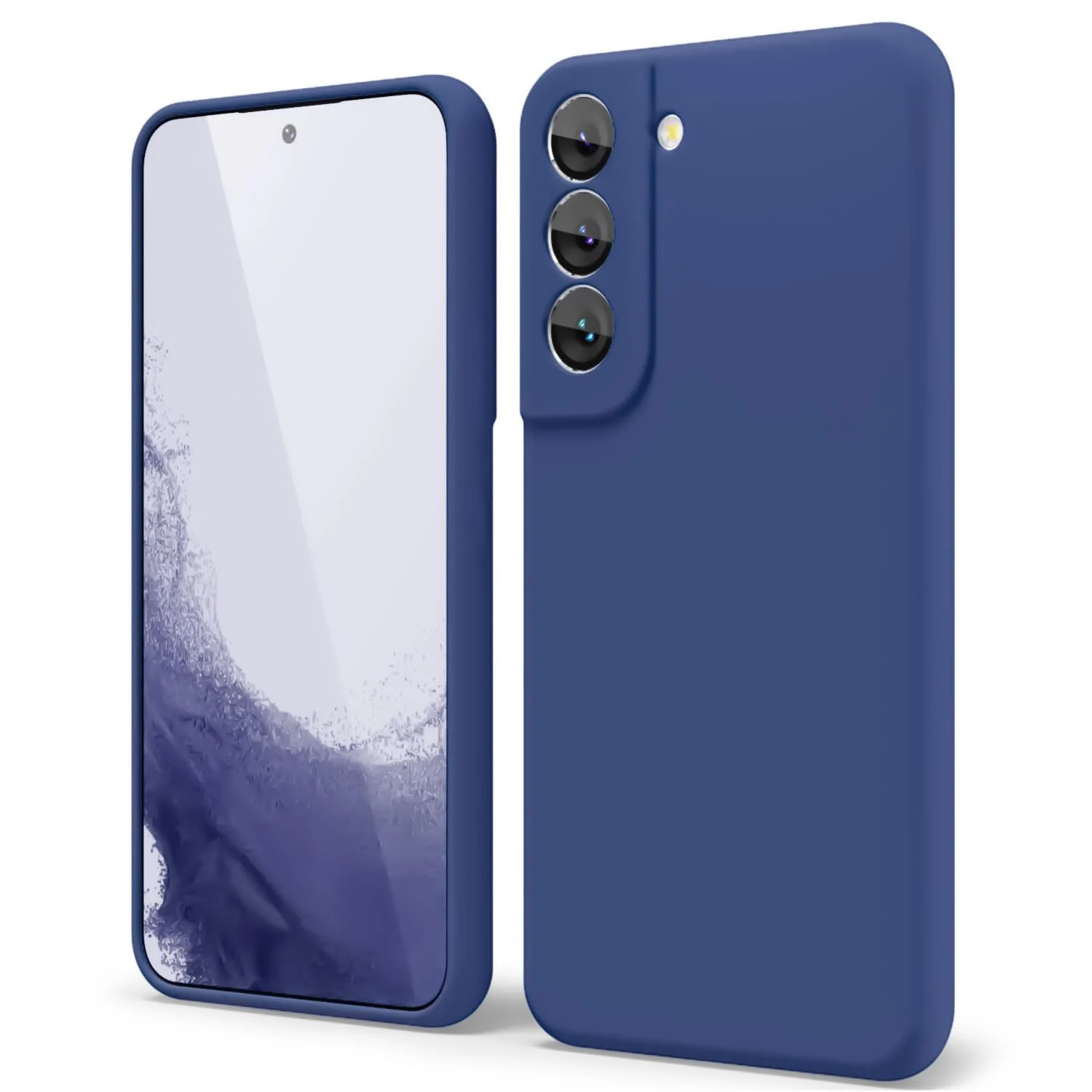 DL3 Mobilak Liquid Silicone Protective Case with Soft Microfiber Lining with Full Camera Protection for Samsung Galaxy S22 5G - Blue 1