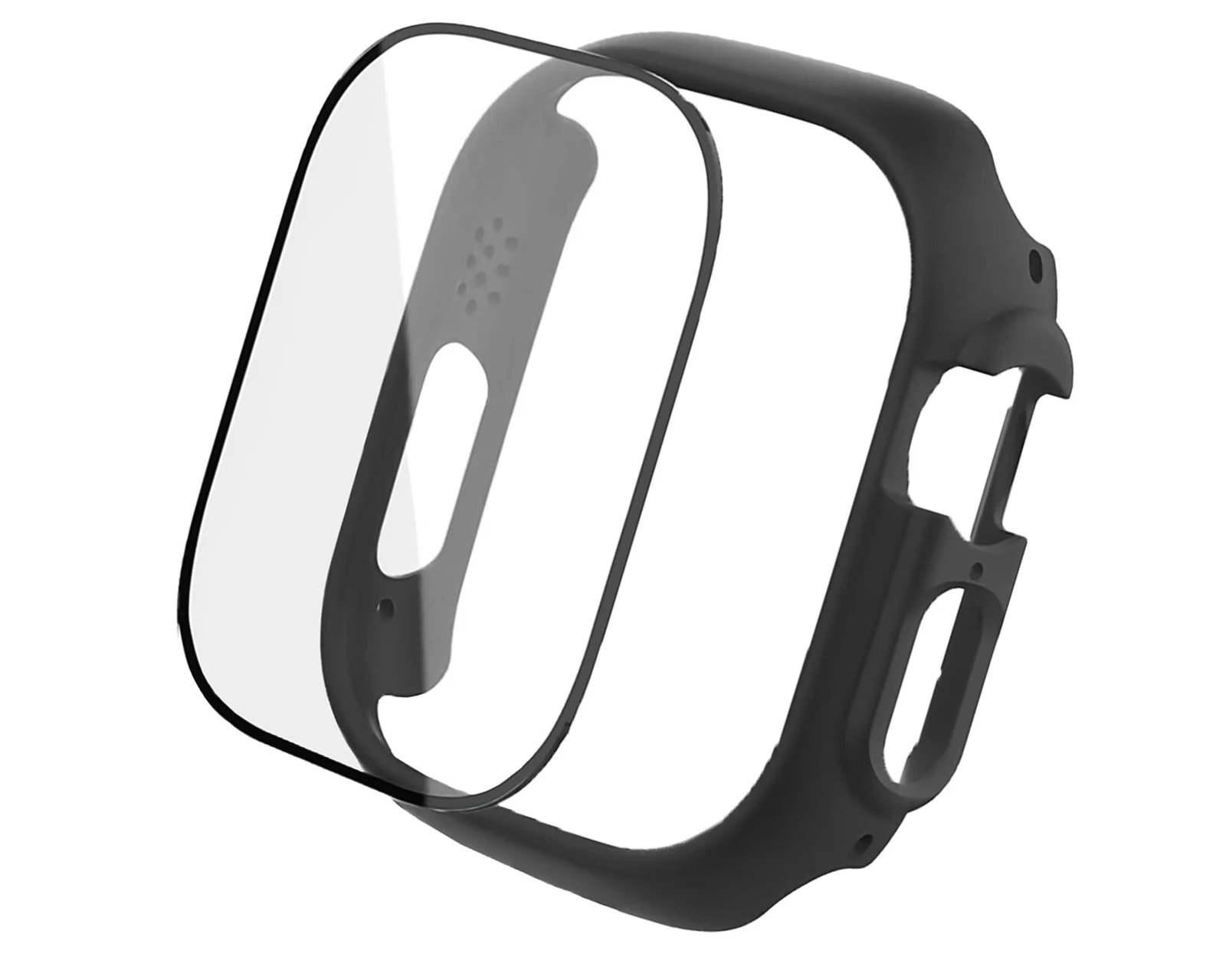DL3 Mobilak Band with Case For Apple Watch Ultra/Ultra 2 49mm, Adjustable Silicone Sport Wristband Replacement, Strap With Cover Built-in Glass Screen Protector for iWatch Ultra 49 mm - Black