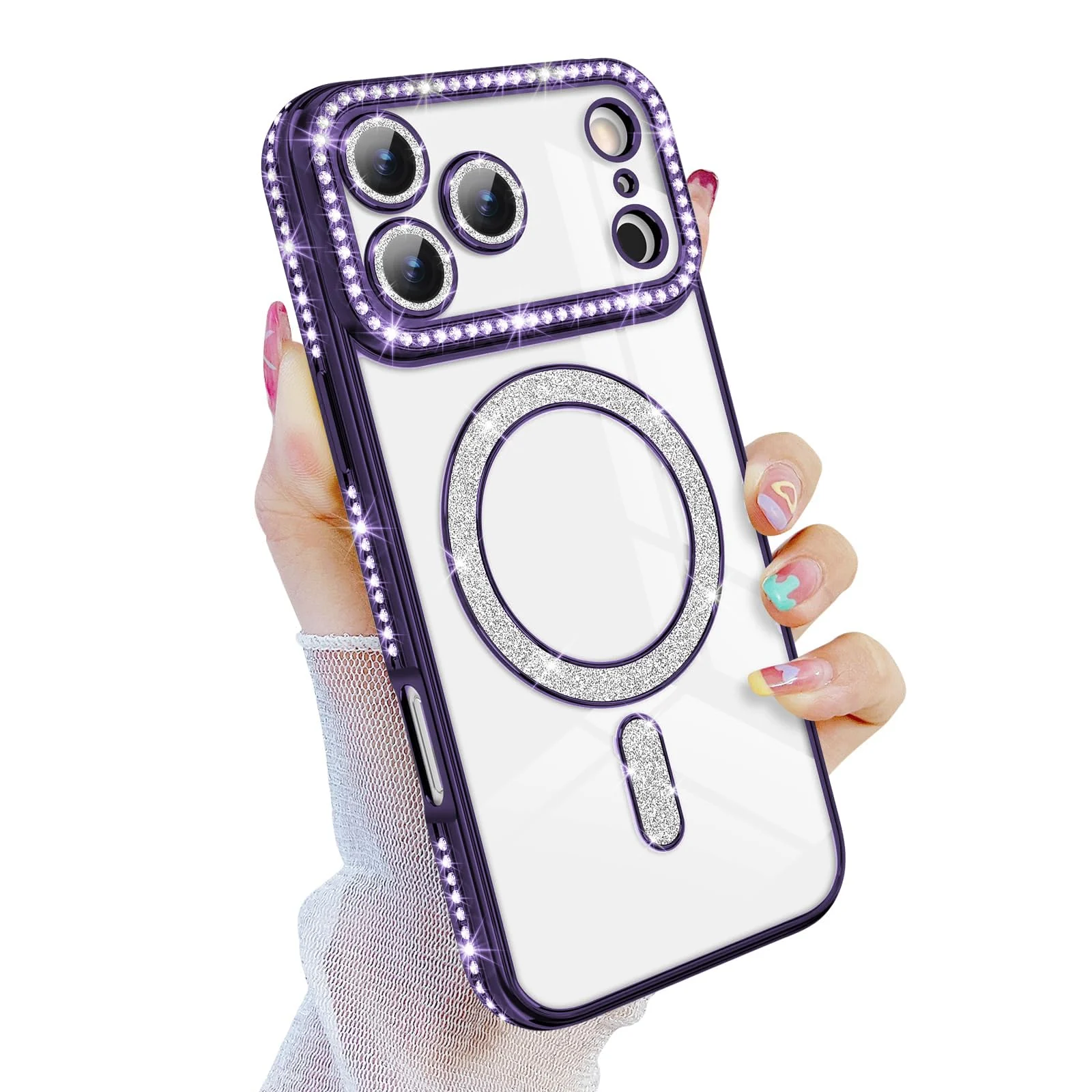 DL3 Mobilak MagSafe-Compatible Magnetic Case for iPhone 17 Pro Max with Camera Protection and Magnetic Car-Mount Support - Purple