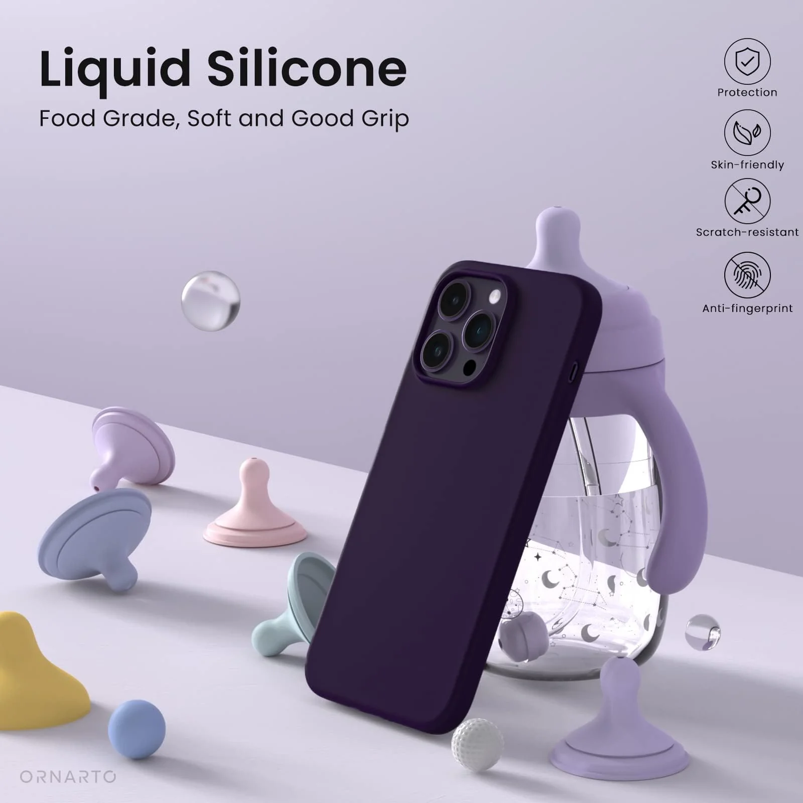 DL3 Mobilak Liquid Silicone Protective Case for iPhone 11 Pro (5.8 Inch) with Camera Protection and Microfiber Lining - Elderberry