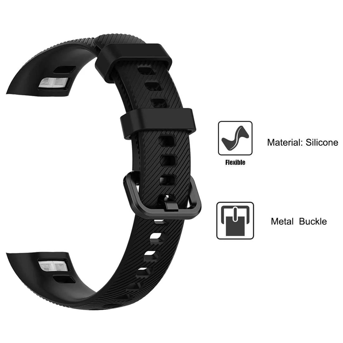 DL3 MOBILAK Compatible for Honor Band 5/Honor Band 4 Strap, Soft Silicone Sport Wristband Adjustable Accessory Bracelet Replacement Band for Honor Band 5/Band 4 - Black